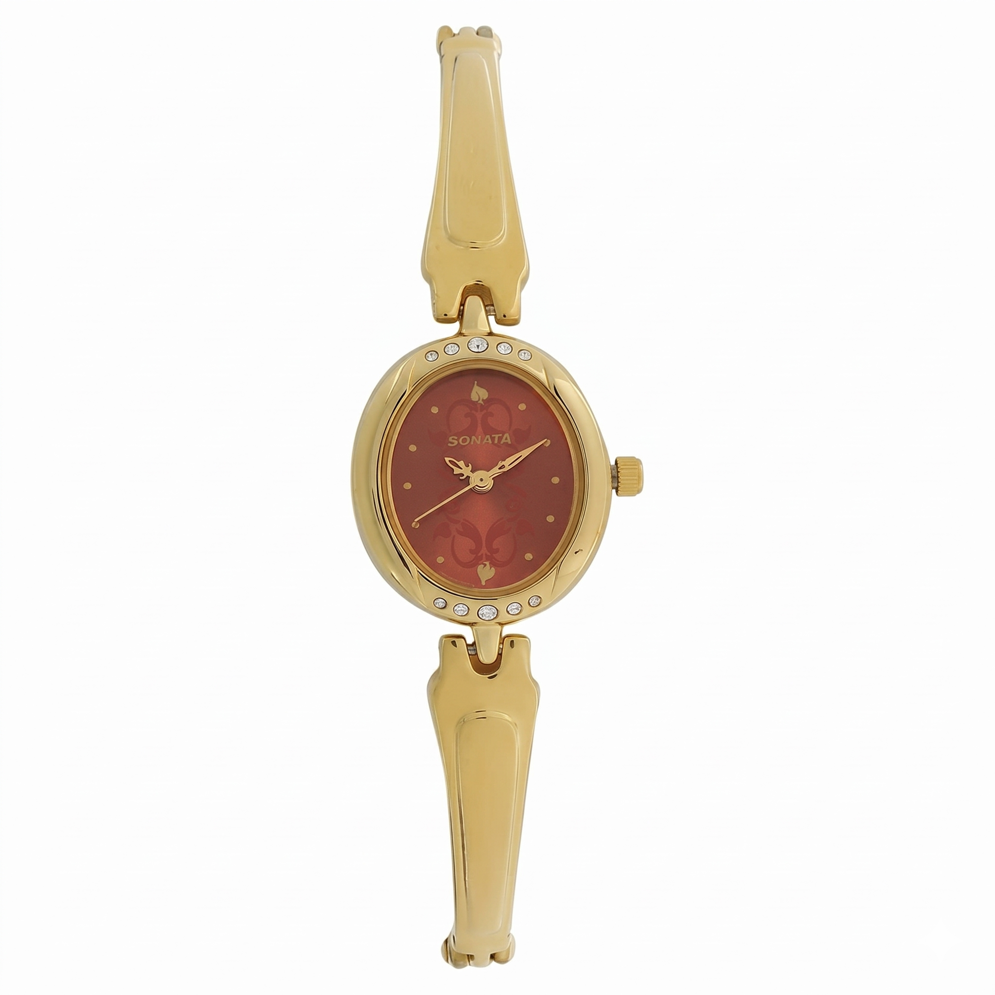 Sonata NK8118YM05 | Sonata Wedding Maroon Dial Women Watch With Metal Strap