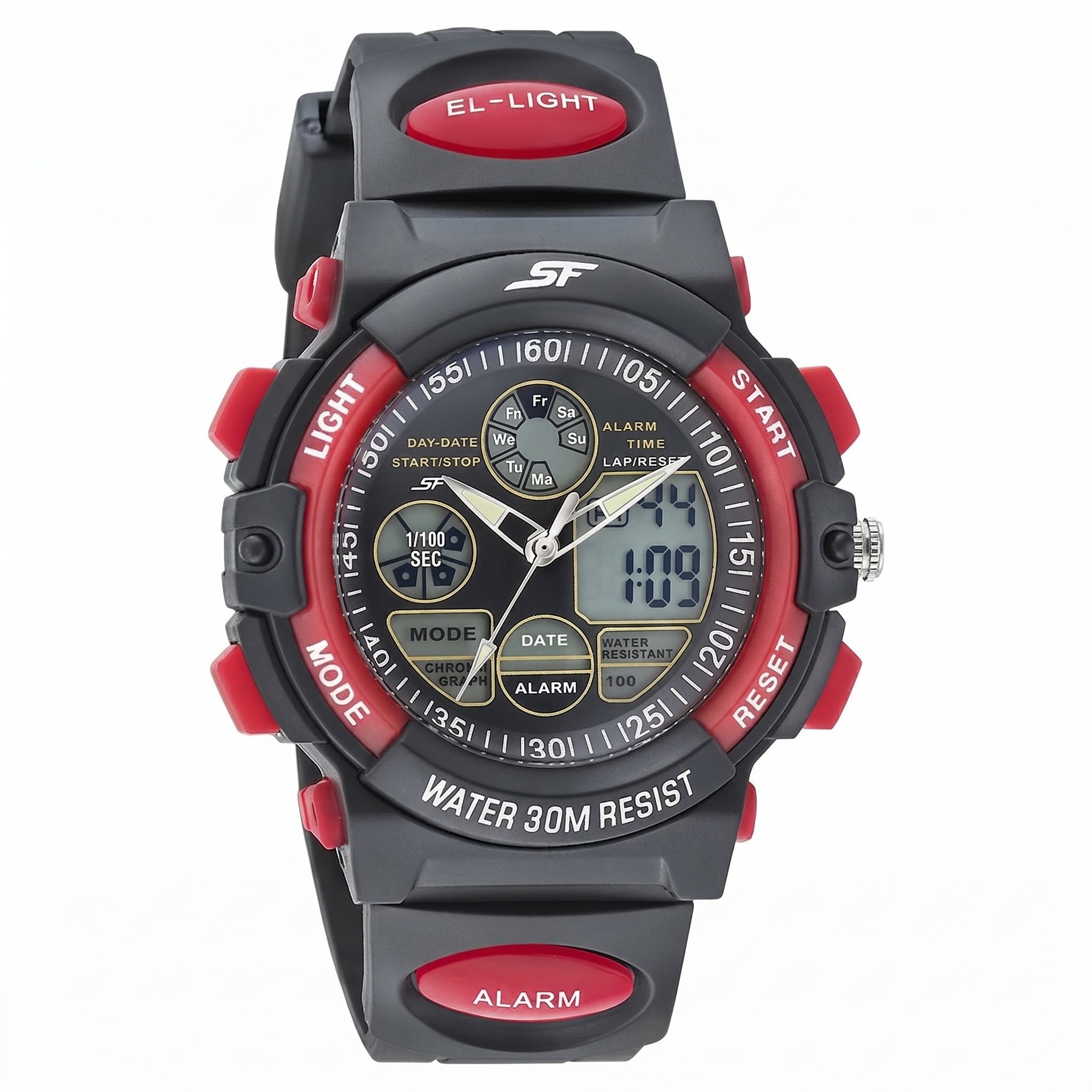 Sonata NS77116PP03W | SF Quartz Analog Digital Black Dial PU Strap Watch for Men