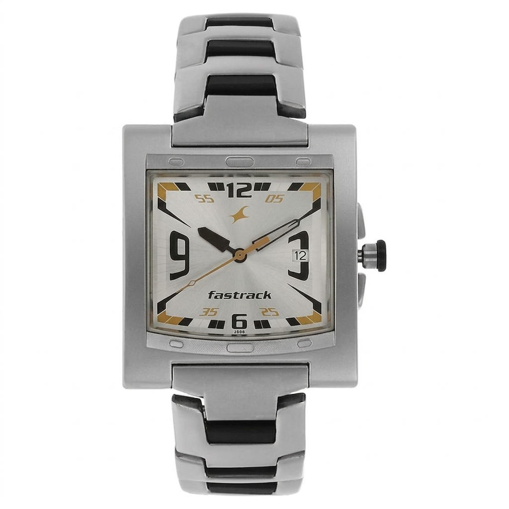 Fastrack NG1229SM04 | Fastrack Quartz Analog Silver Dial Stainless Steel Strap Watch for Guys