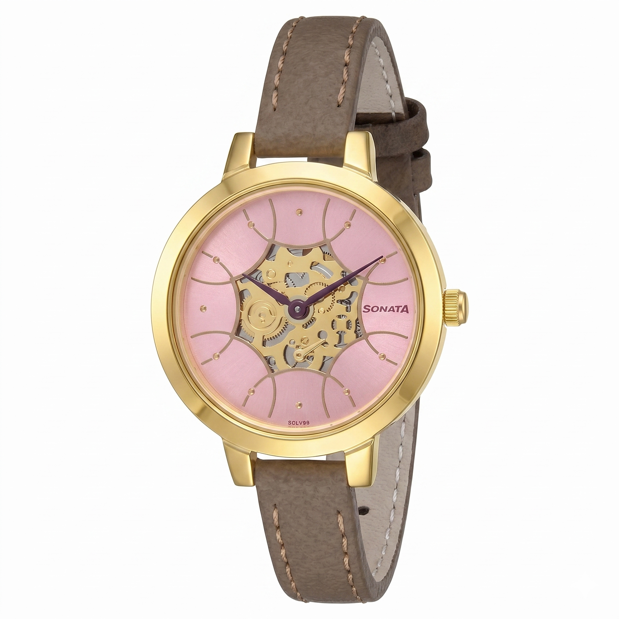 Sonata 8141YL02 | Sonata Unveil Quartz Multifunction Leather Strap Watch for Women