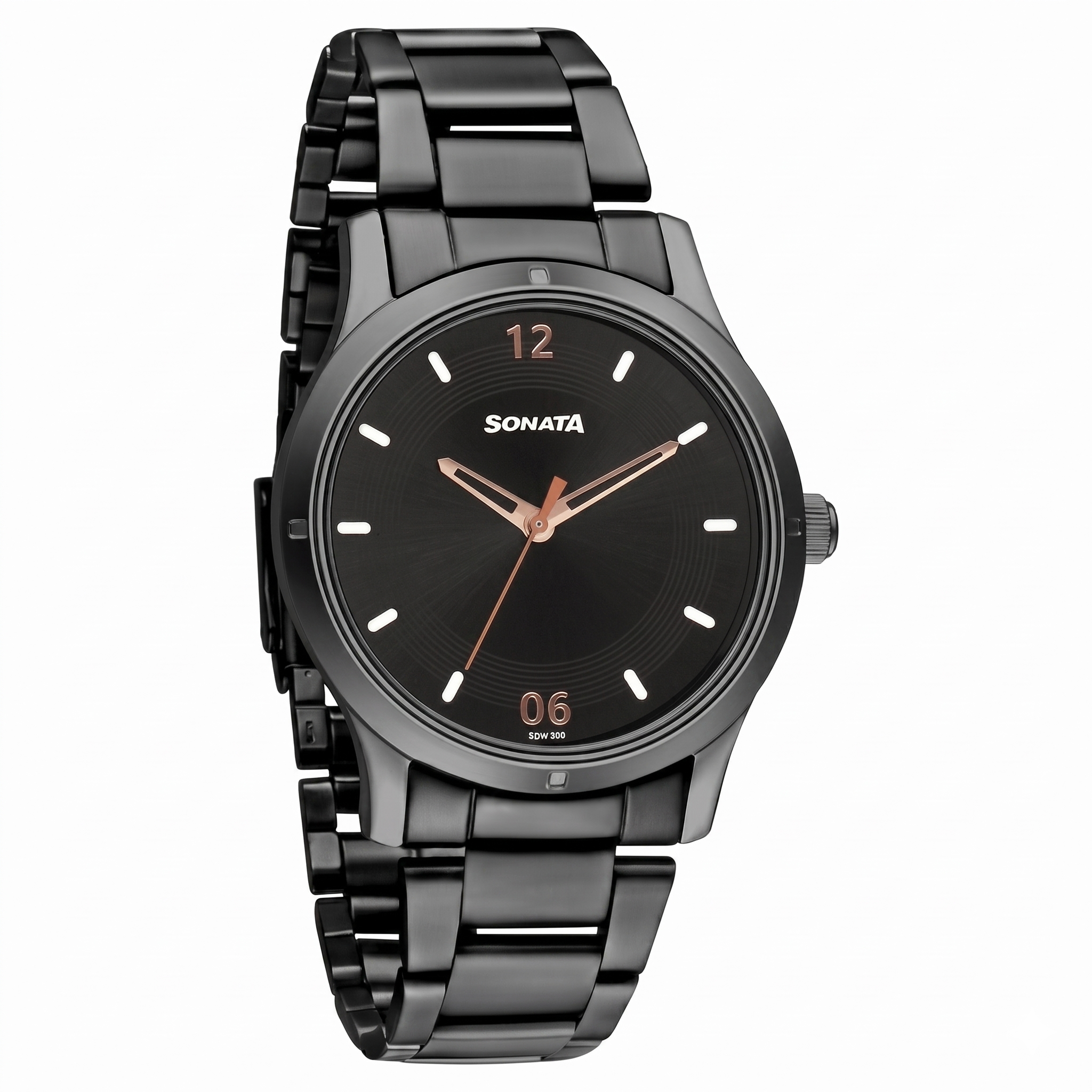 Sonata NS8183NM02 | Sonata Women of Steel Black Dial Stainless Steel Strap Watch for Women