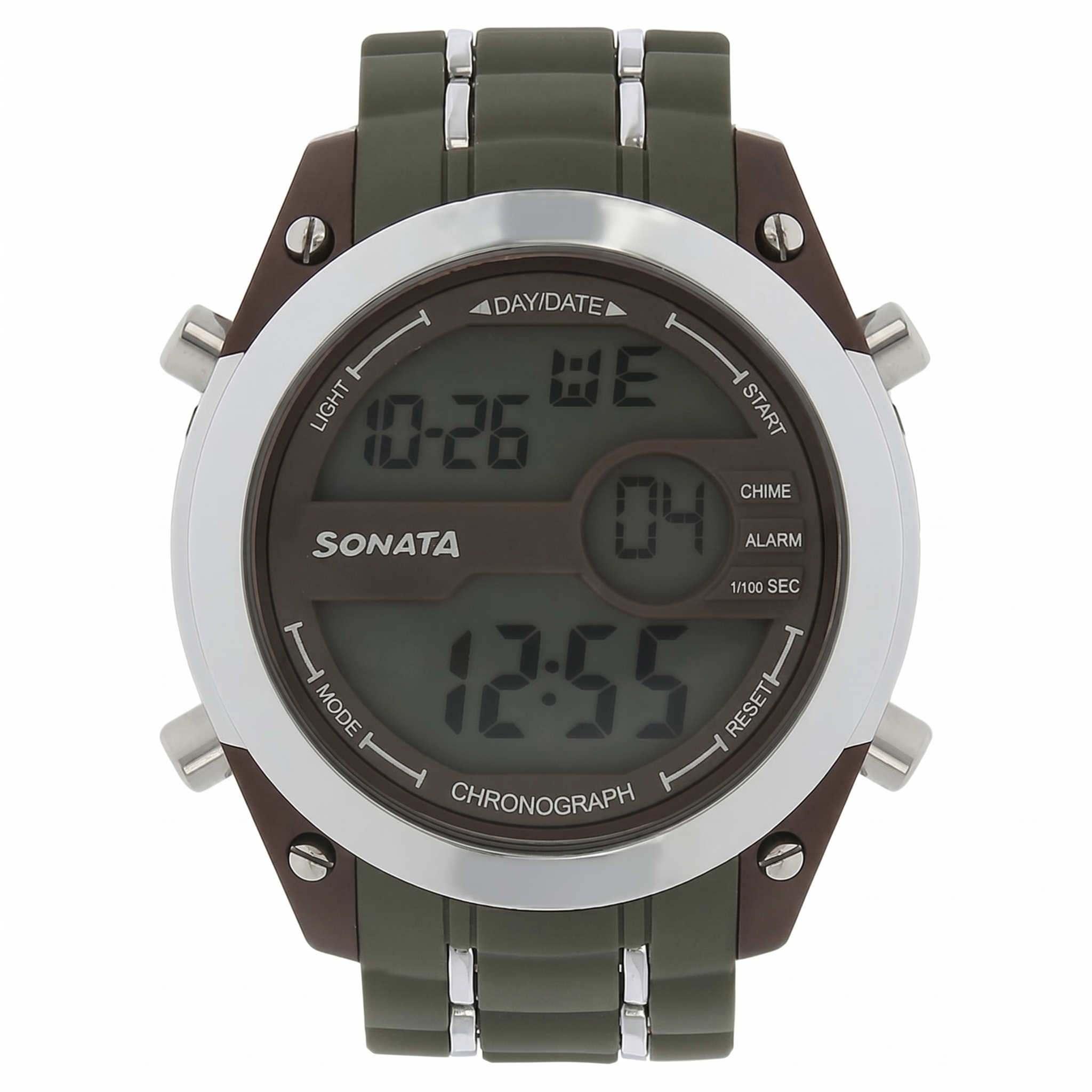 Sonata NS77034PP02 | SF Digital Dial Green Plastic Strap Watch for Men