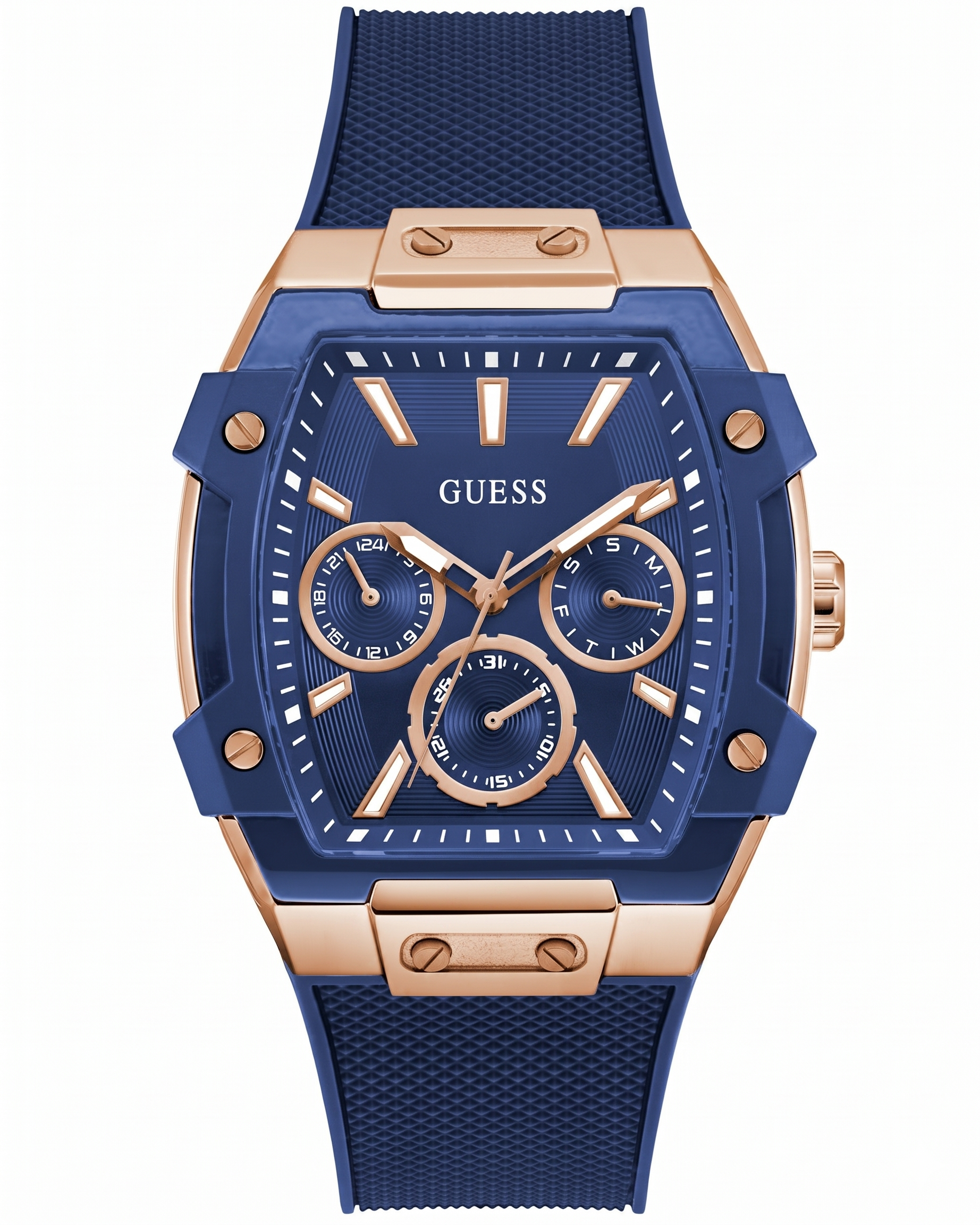 Guess GW0956G4 | Mens Blue Rose Gold Tone Multi-function Watch.