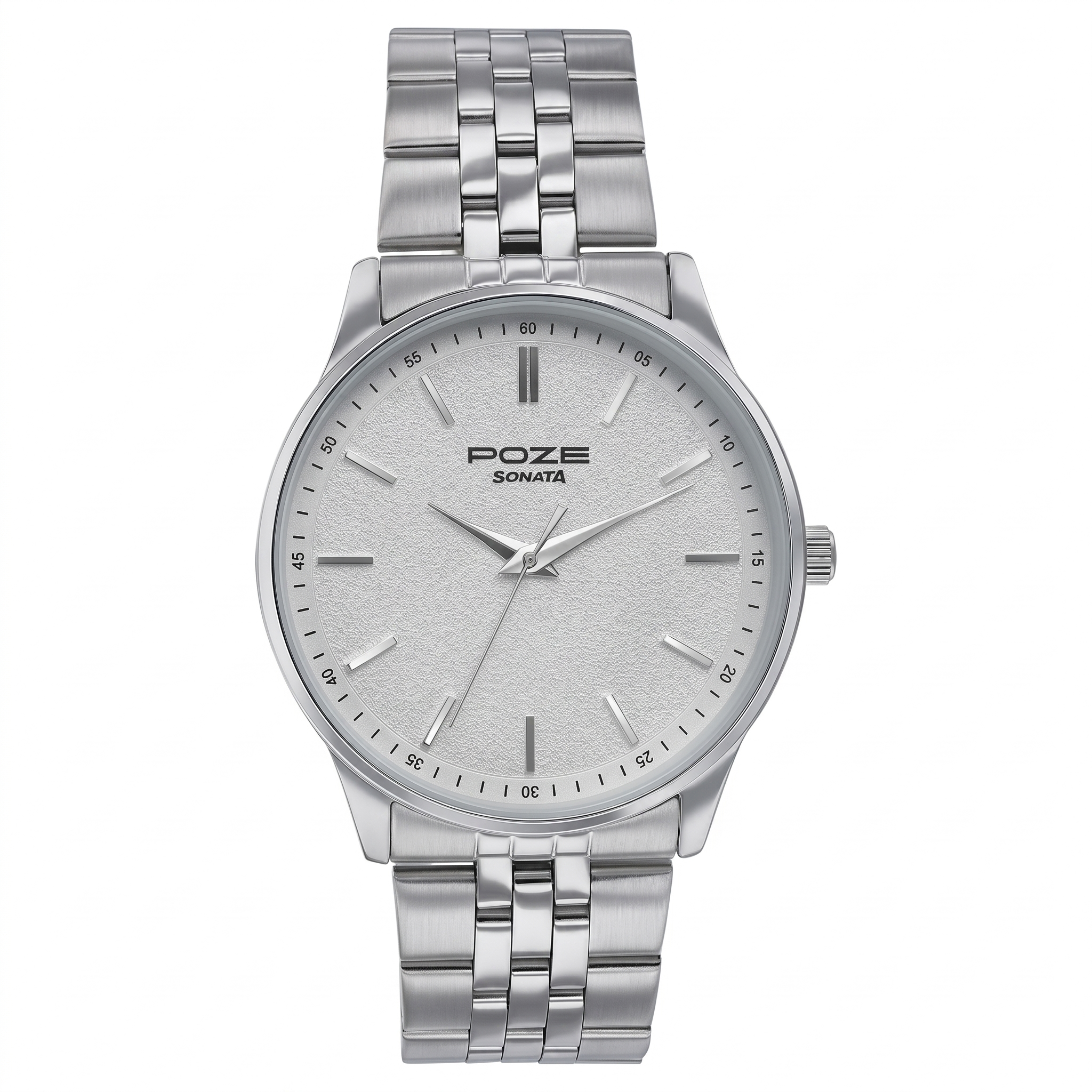 Sonata Poze SP70048SM01 | Sonata Poze Quartz Analog Silver Dial Silver Color Stainless Steel Strap Watch For Men
