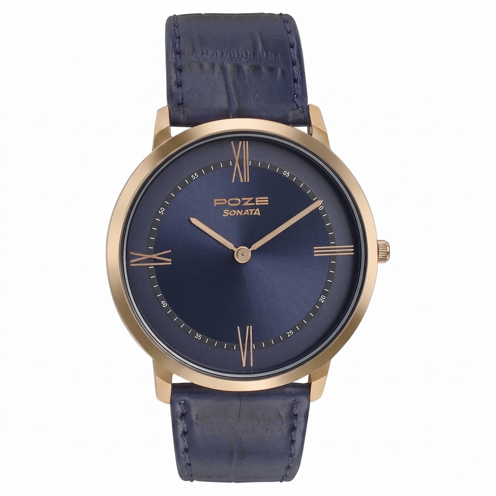Sonata SP70006WL01 | Sonata Poze Quartz Analog Blue Dial Leather Strap Watch for Men