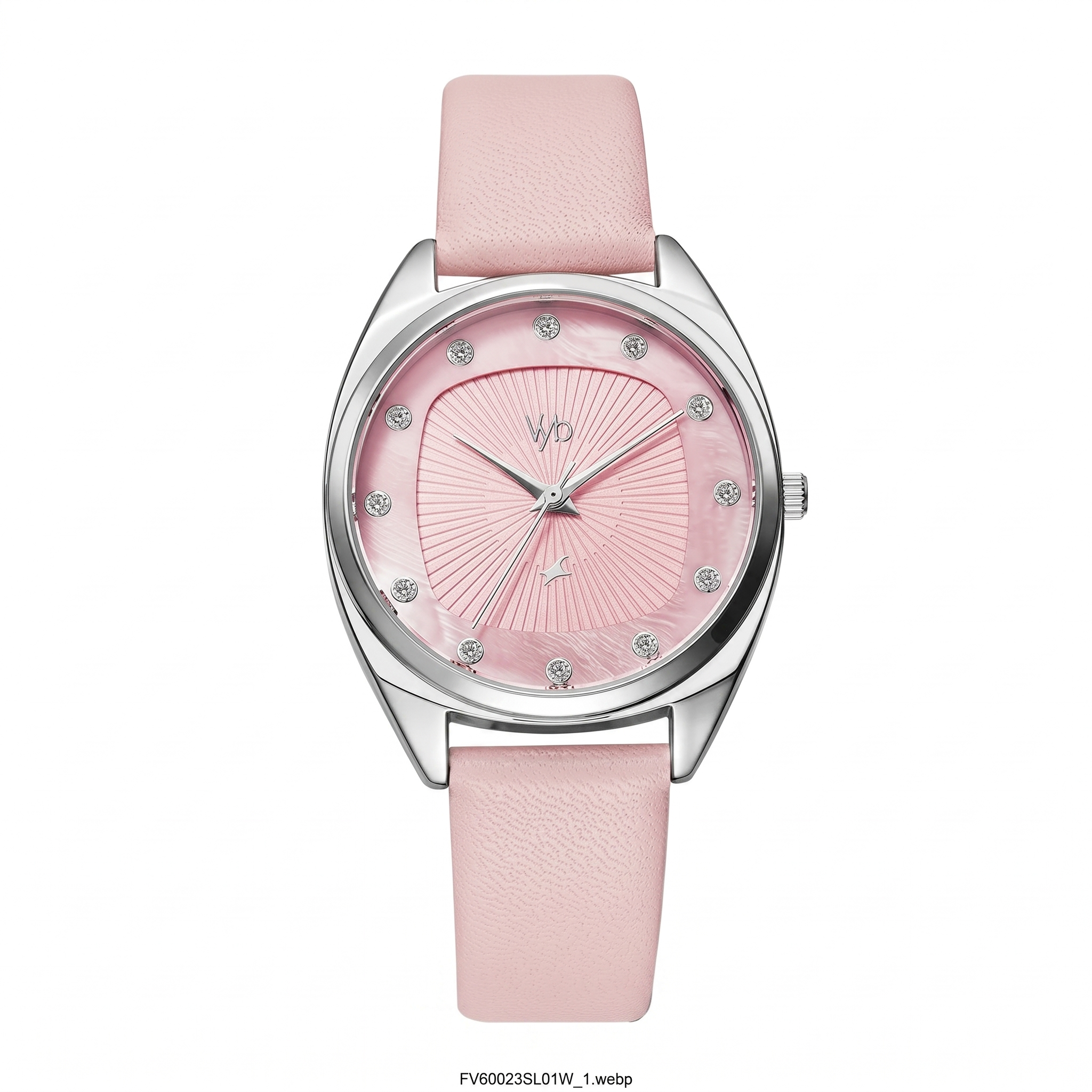 Fastrack FV60023SL01W | Fastrack Vyb Spotlight Quartz Analog Pink Dial Leather Strap Watch for Girls