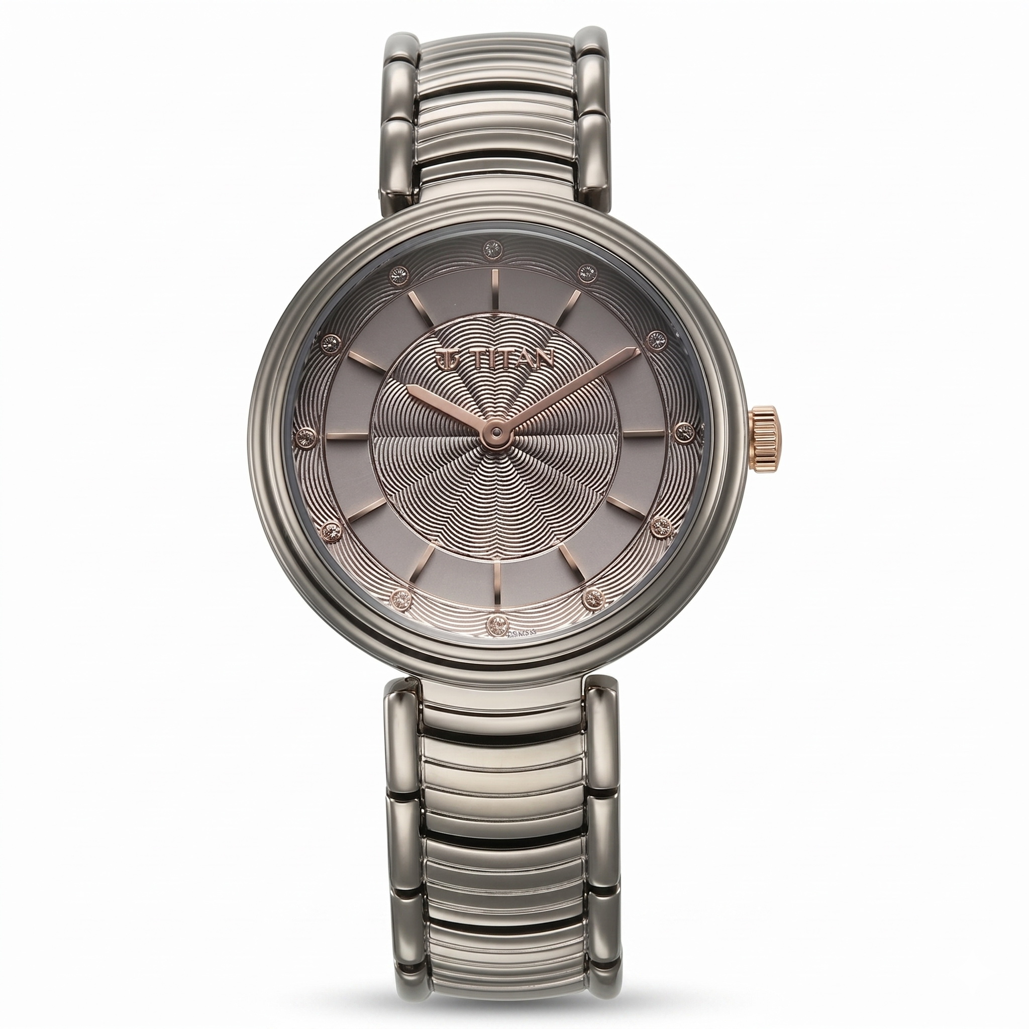 Titan 95240KM01 | Titan Aura Quartz Analog Titanium Dial With Titanium Stainless Steel Strap Watch for Women