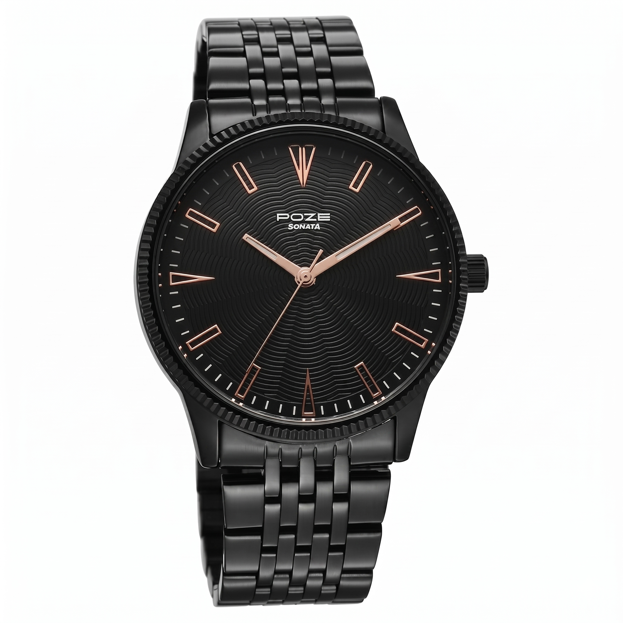 Sonata SP70109NM01 | Sonata Poze Quartz Analog Black Dial Black Metal Strap Watch For Men