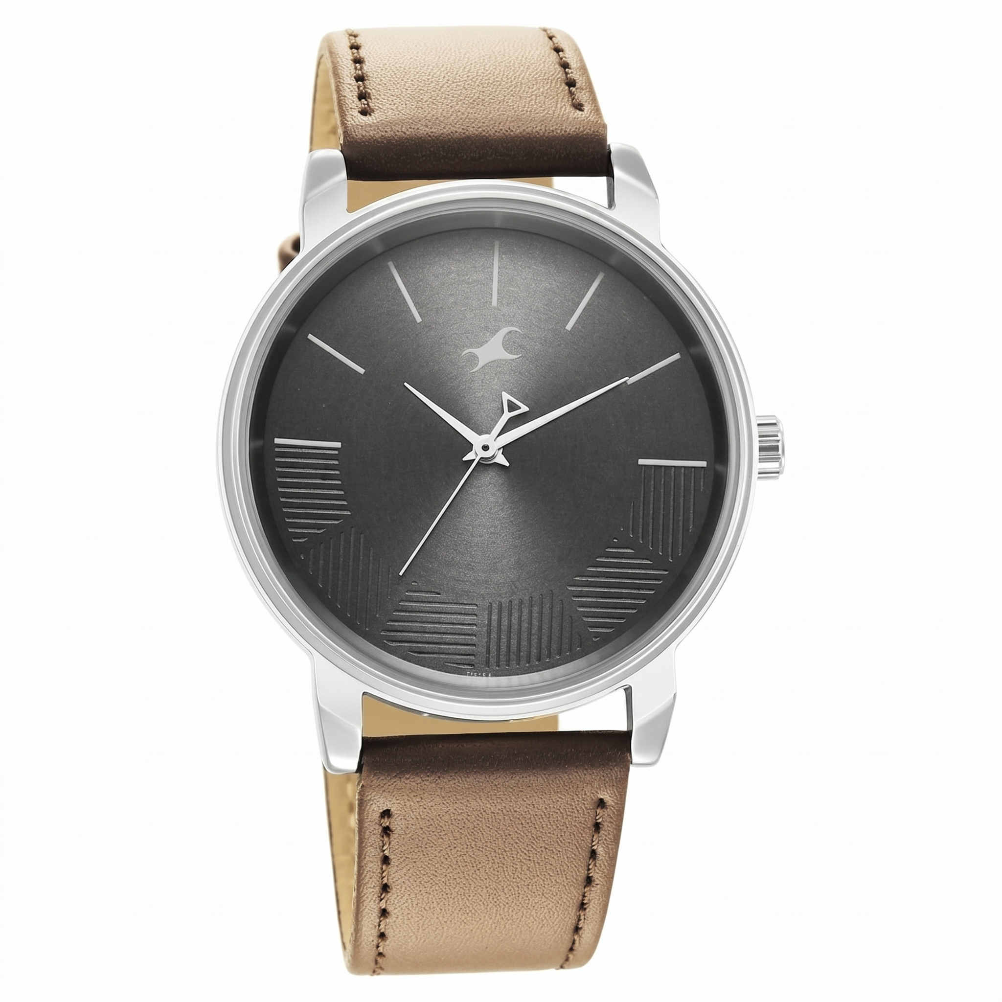 Fastrack 3291SL01 | Fastrack Stunners Quartz Analog Grey Dial Brown Leather Strap Watch For Guys