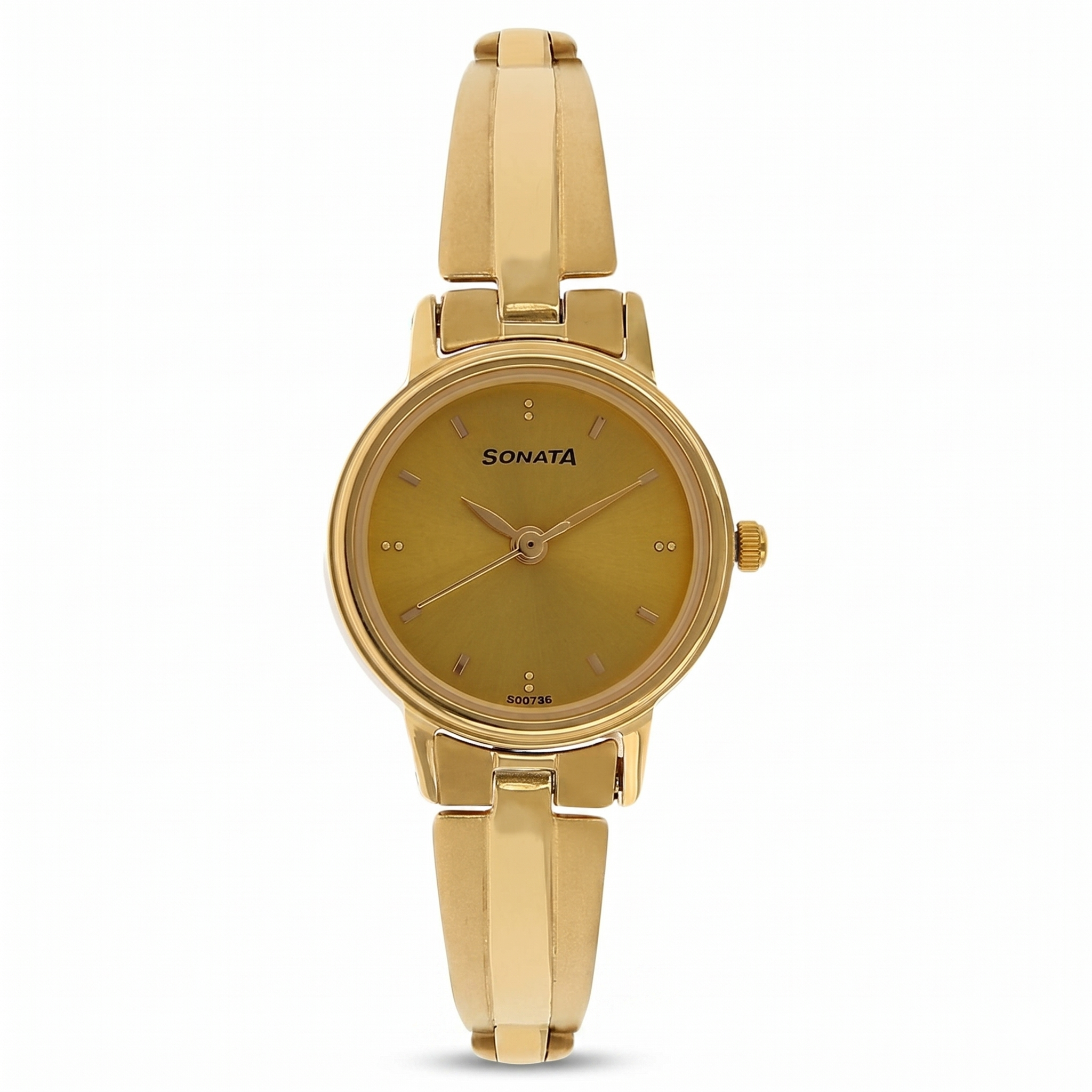 Sonata NS8096YM05 | Sonata Quartz Analog Champagne Dial Stainless Steel Strap Watch for Women