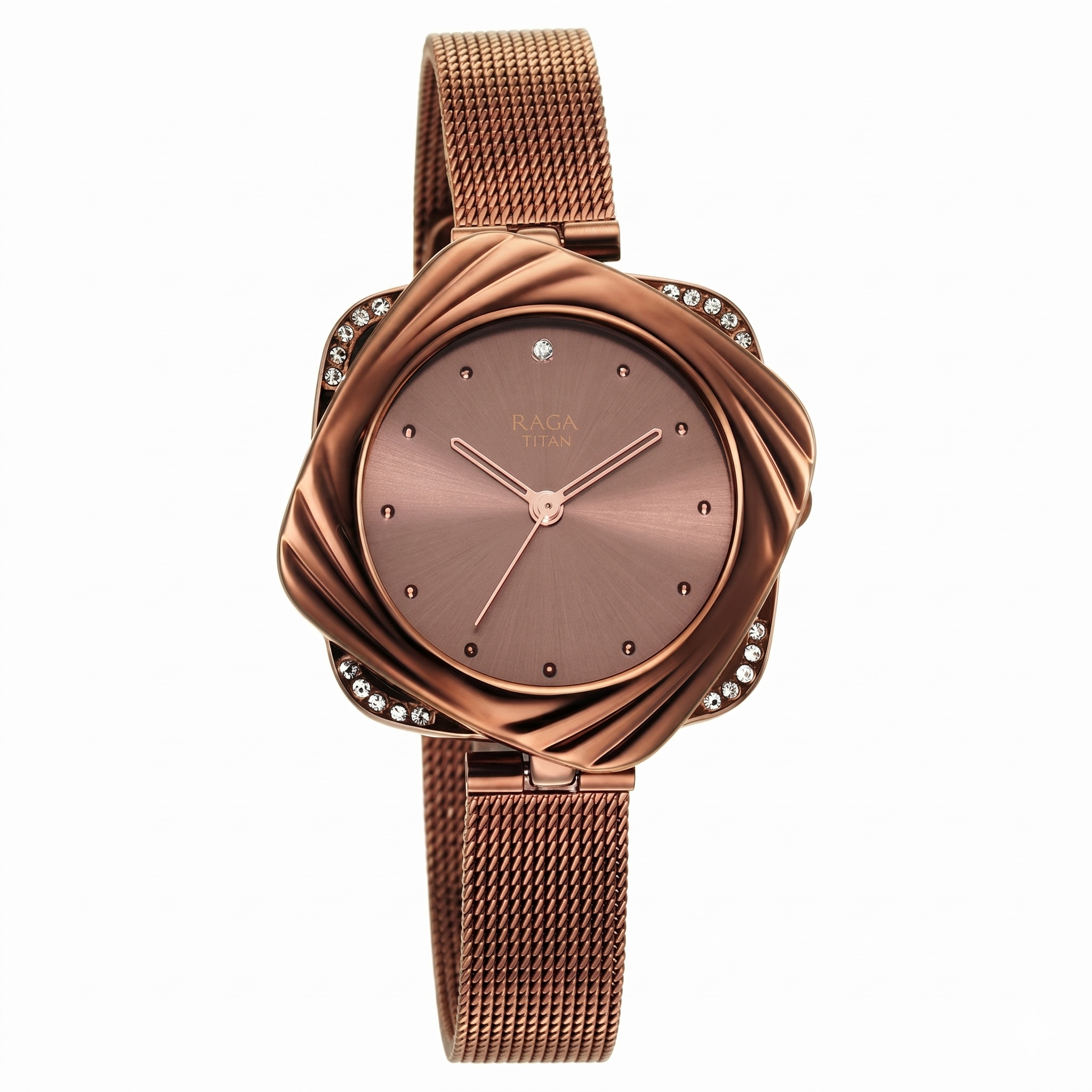 Titan 95139QM02 | Titan Raga Moments of Joy Brown Dial Analog Stainless Steel Strap Watch for Women