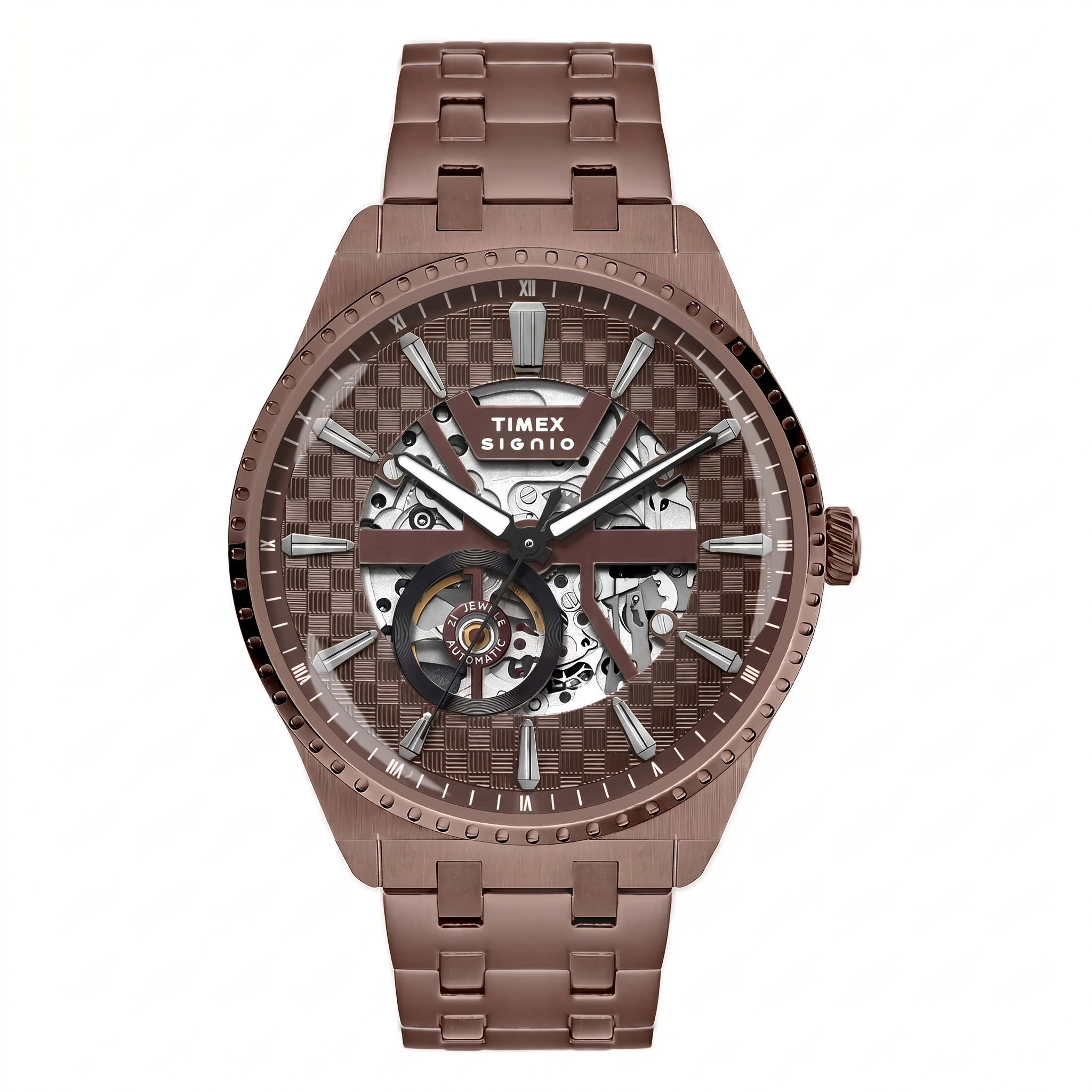 Timex TWEG34002 | Timex Signio Round 44mm Brown Dial Automatic Men Watch