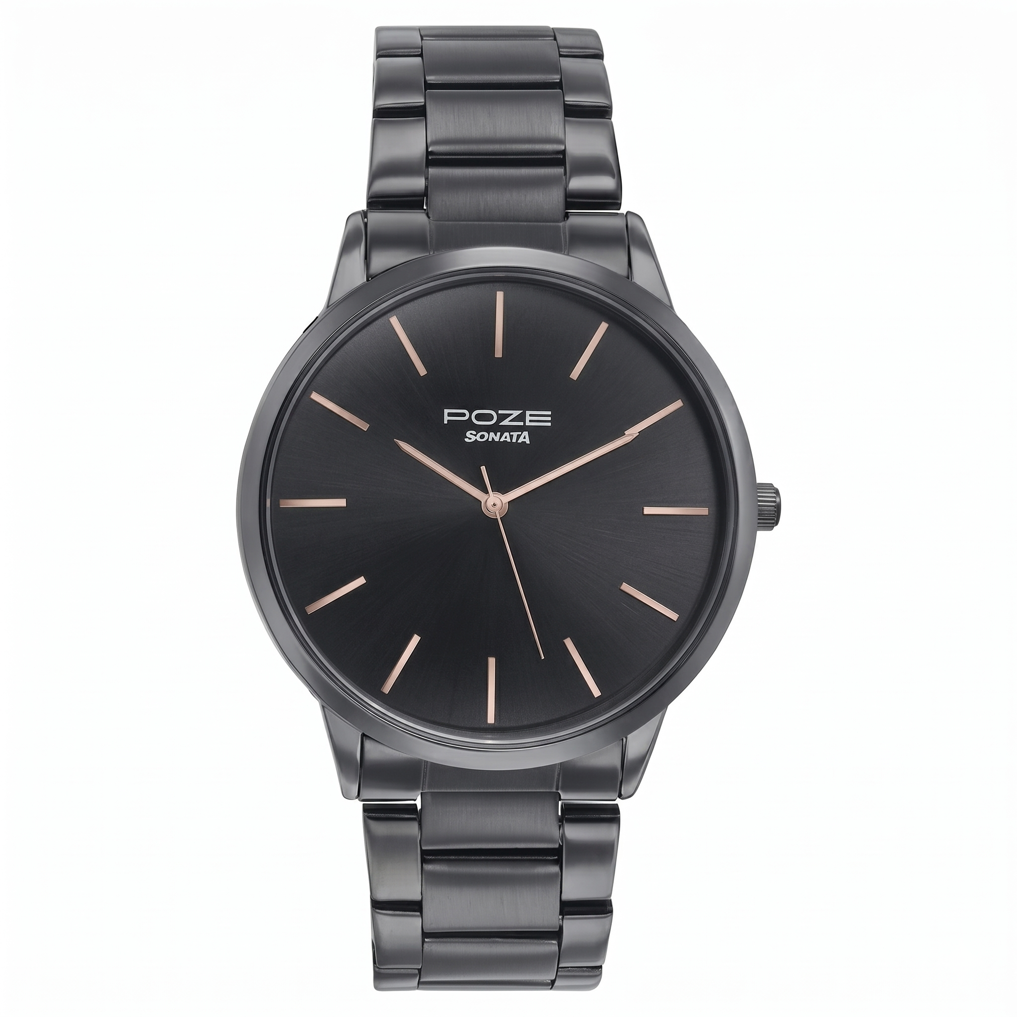 Sonata SP70045NM01 | Sonata Poze Quartz Analog Black Dial Black Color Stainless Steel Strap Watch For Men