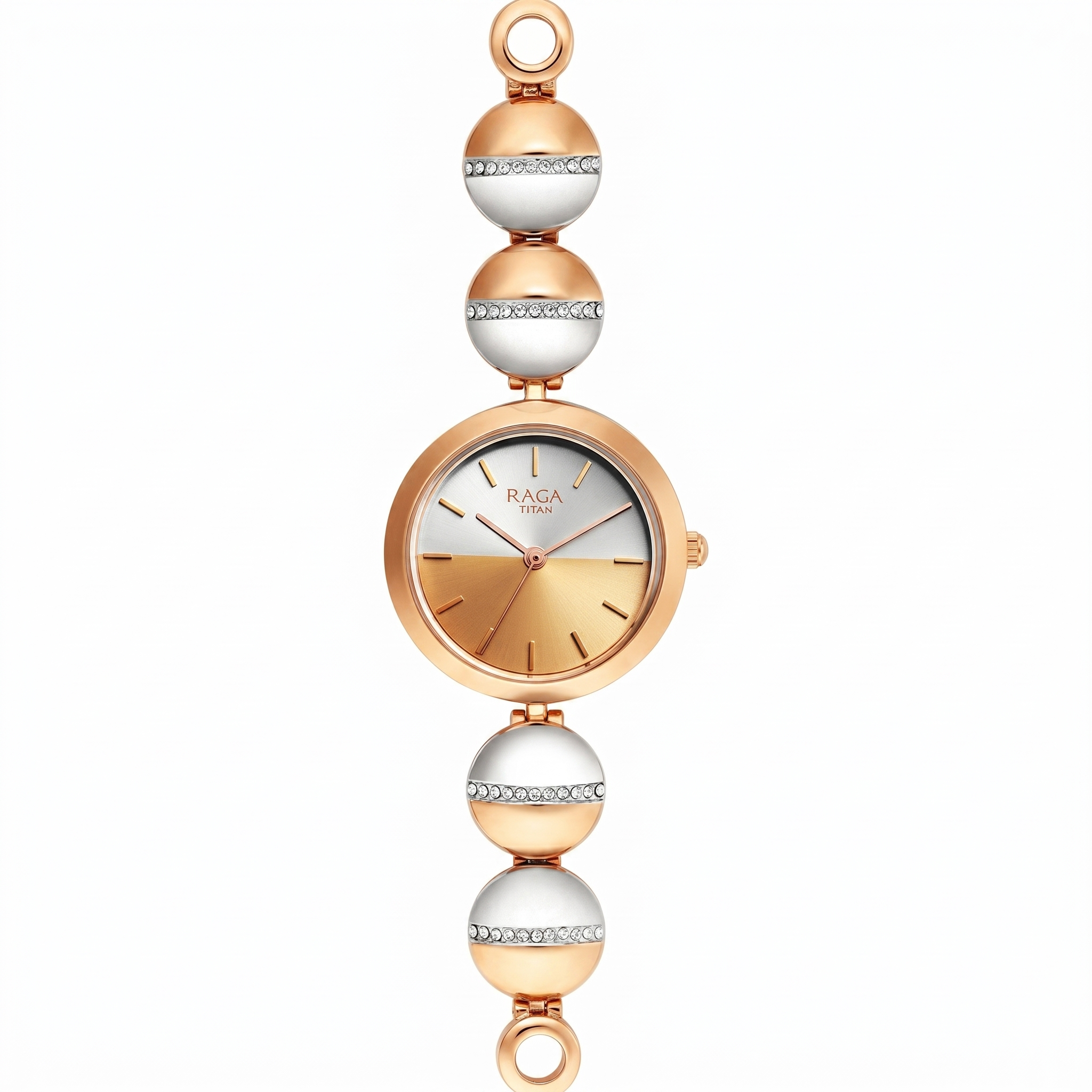 Titan 2606KM01 | Titan Raga Delight Two Toned Dial Analog Metal Strap Watch for Women