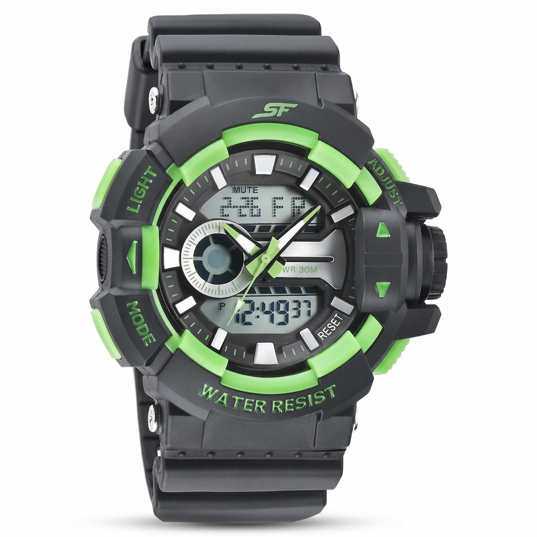 Sonata NS77118PP04 | SF Quartz Analog Digital Black Dial PU Strap Watch for Men