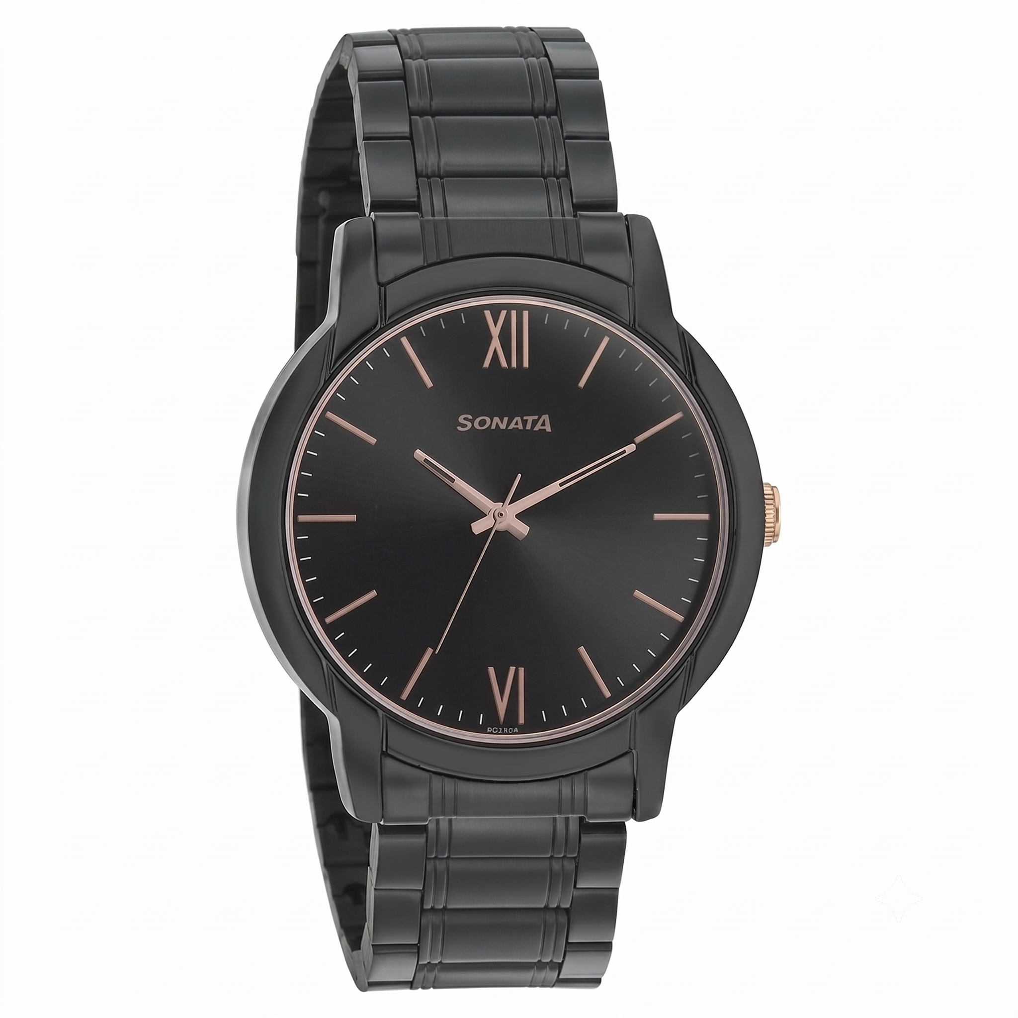 Sonata 77031KM03 | Sonata Beyond Gold Quartz Analog Black Dial Metal Strap Watch for Men