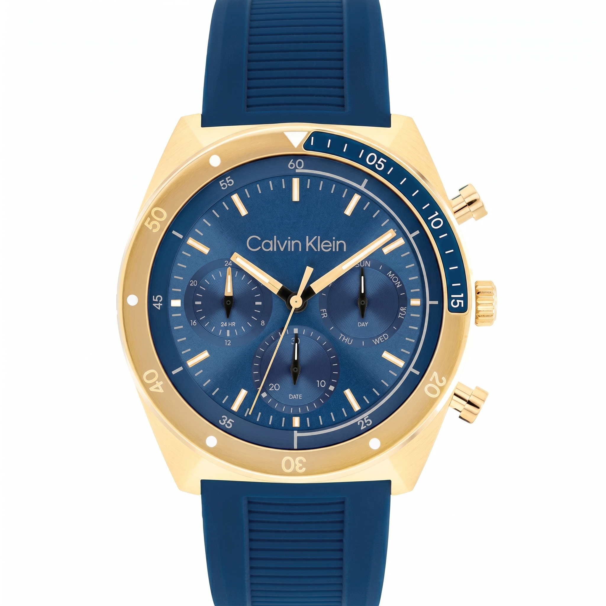 Calvin Klein 25200534 | Ck Flex Men Quartz Blue Dial Multi-Function Silicone Watch
