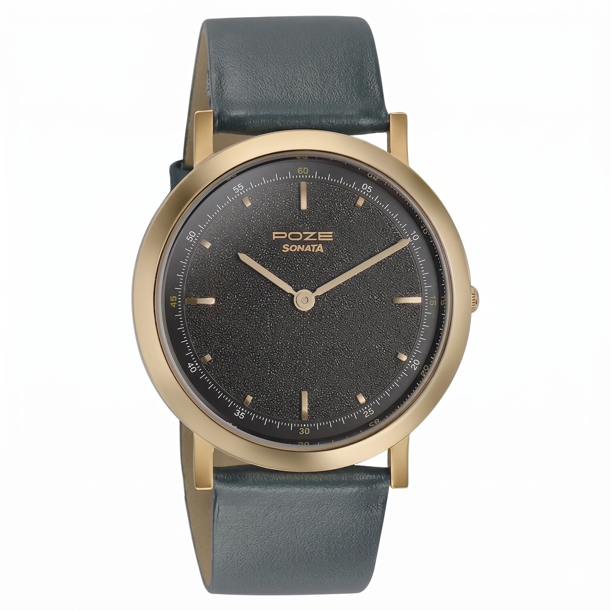 Sonata SP70008WL01 | Sonata Poze Quartz Analog Green Dial Leather Strap Watch for Men