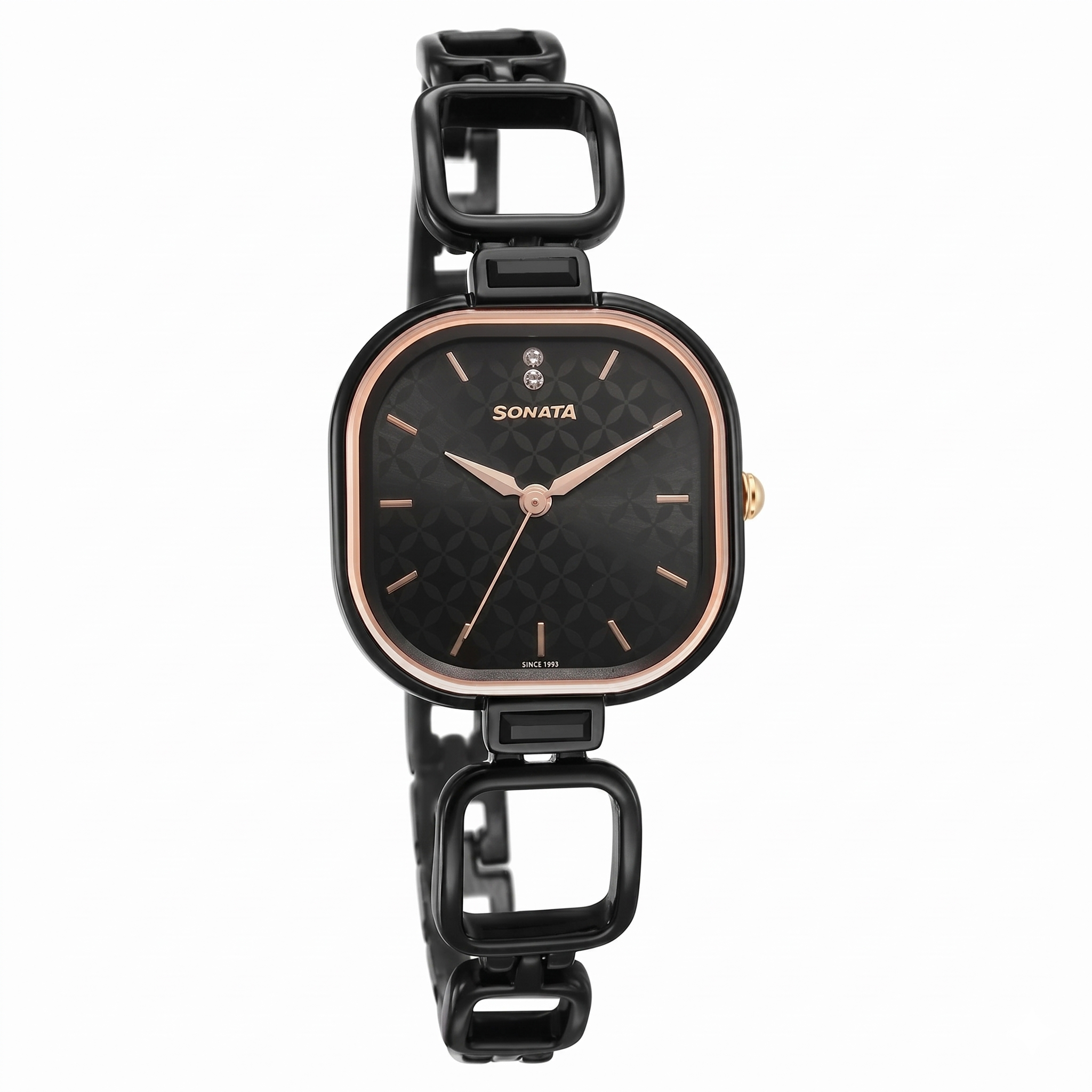 Sonata 8186KM01 | Sonata Wedding Quartz Analog Black Dial Metal Strap Watch for Women