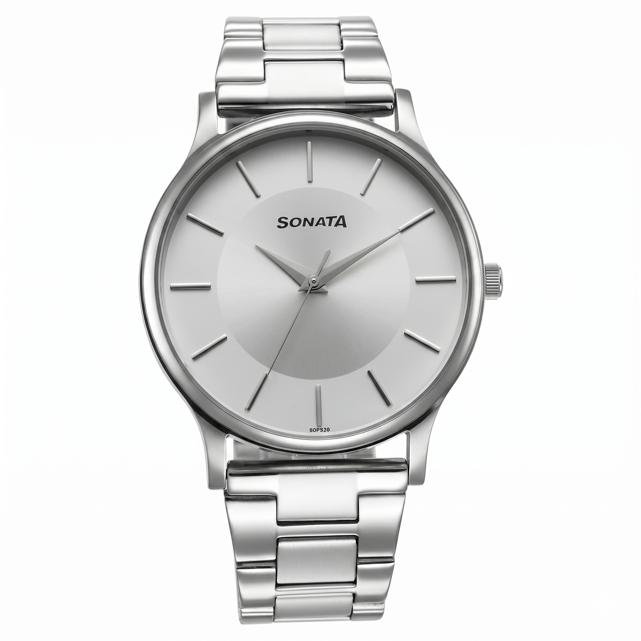 Sonata NS77105SM10W | Sonata Aspire Quartz Analog Silver Dial Stainless Steel Strap Watch for Men