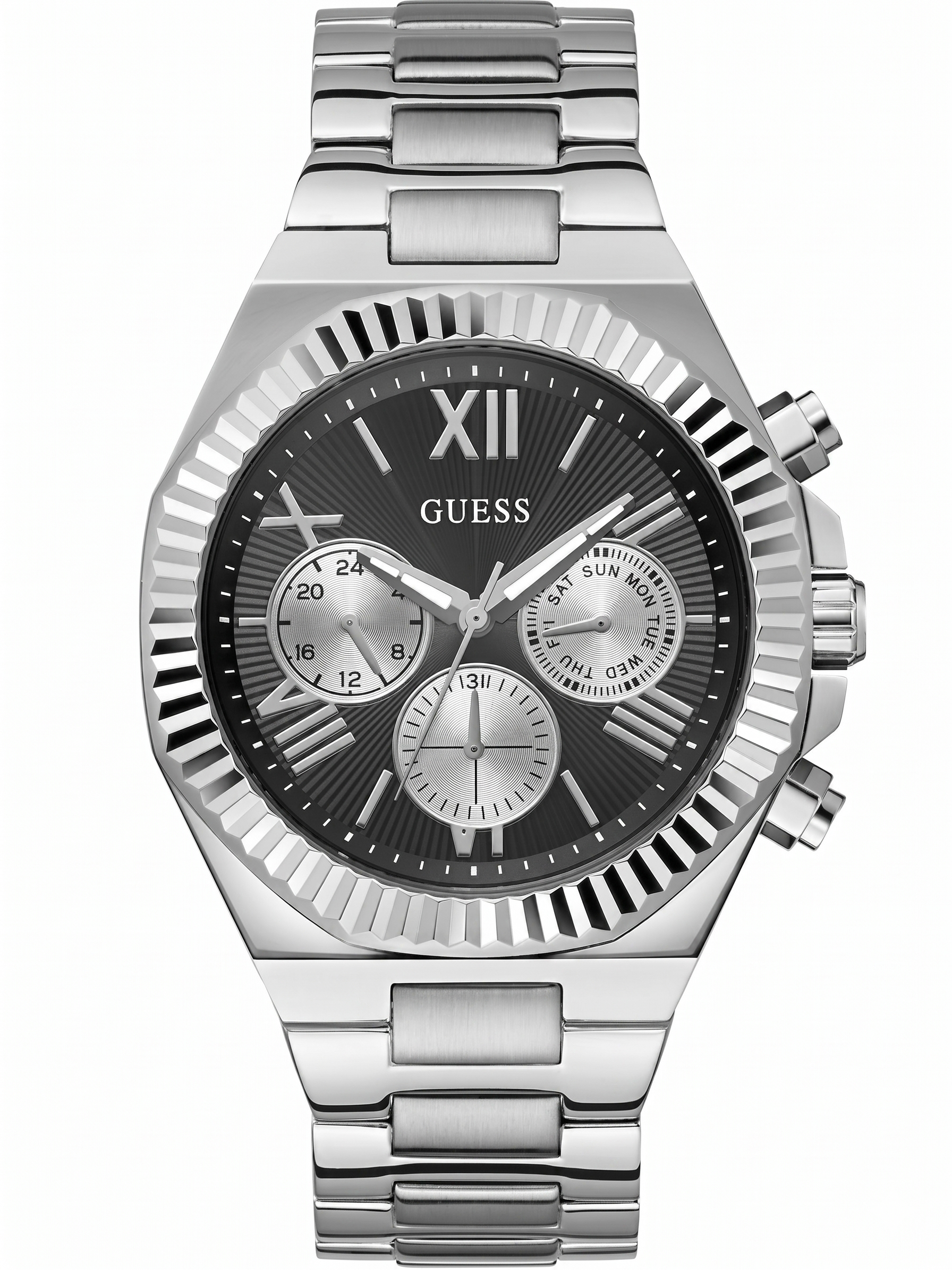 Guess GW0703G1 | Gd Equity Men Quartz Black Dial Analog Stainless Steel.