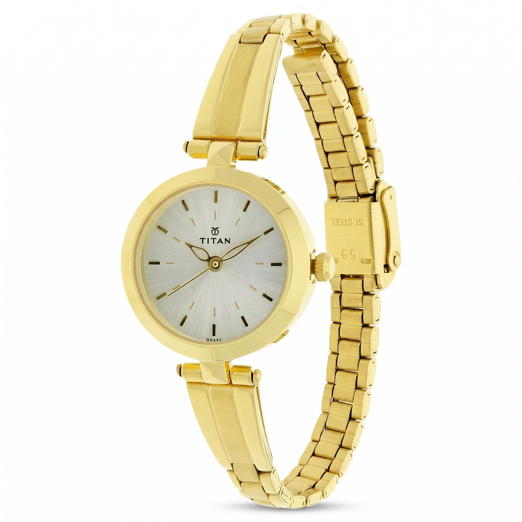 Titan 2574YM01 | Titan Karishma Champagne Dial Women Watch With Stainless Steel Strap