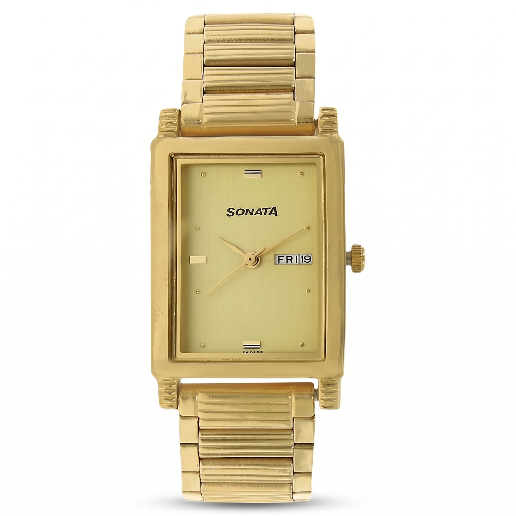 Sonata NP7058YM05 | Sonata Quartz Analog with Day and Date Champagne Dial Stainless Steel Strap Watch for Men