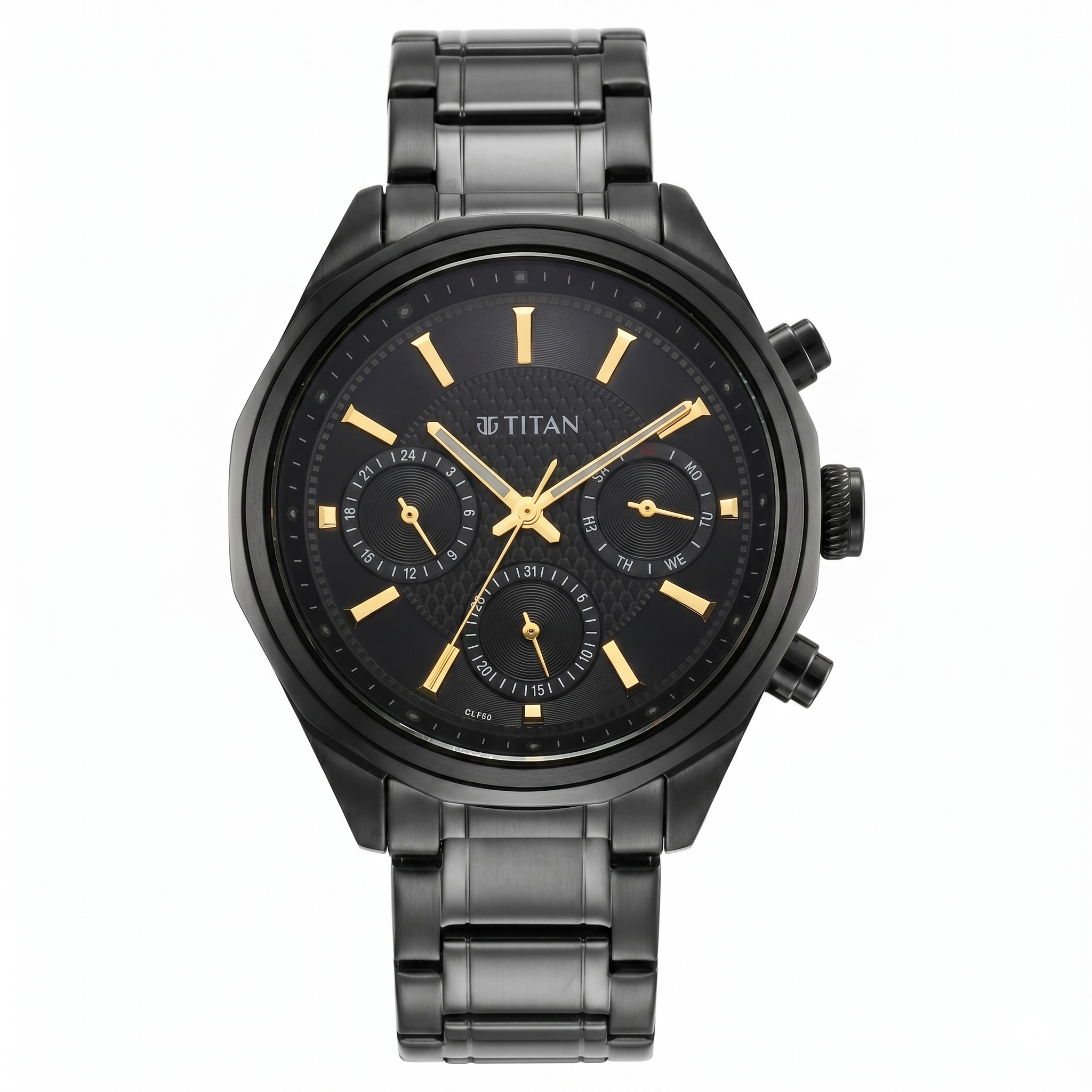 Titan 1829NM02 | Titan Regalia Opulent Multifunction Black Dial Black Stainless Steel Strap Watch For Men