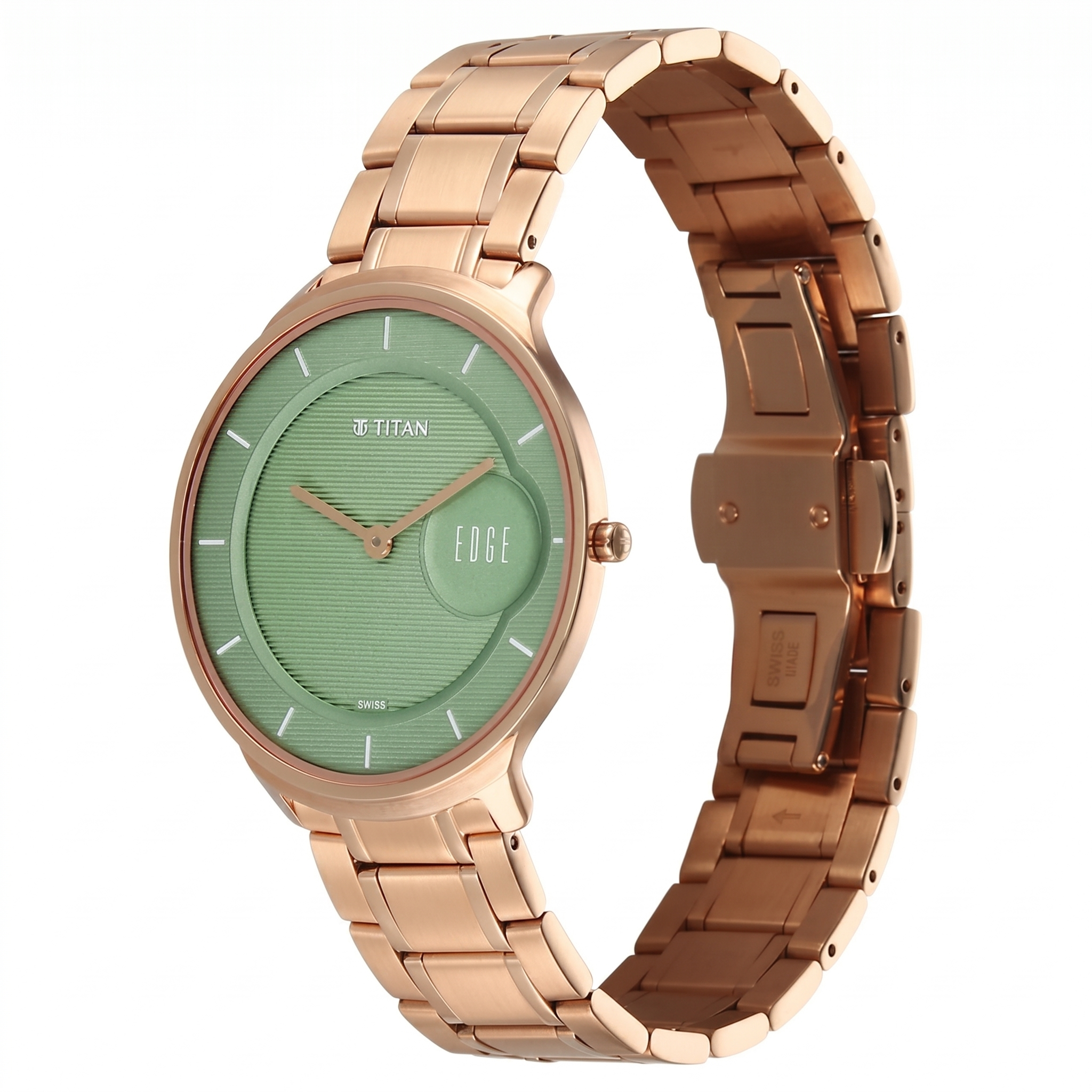 Titan 1843WM02 | Titan Edge Murals Quartz Analog Green Dial Stainless Steel Strap Watch For Men