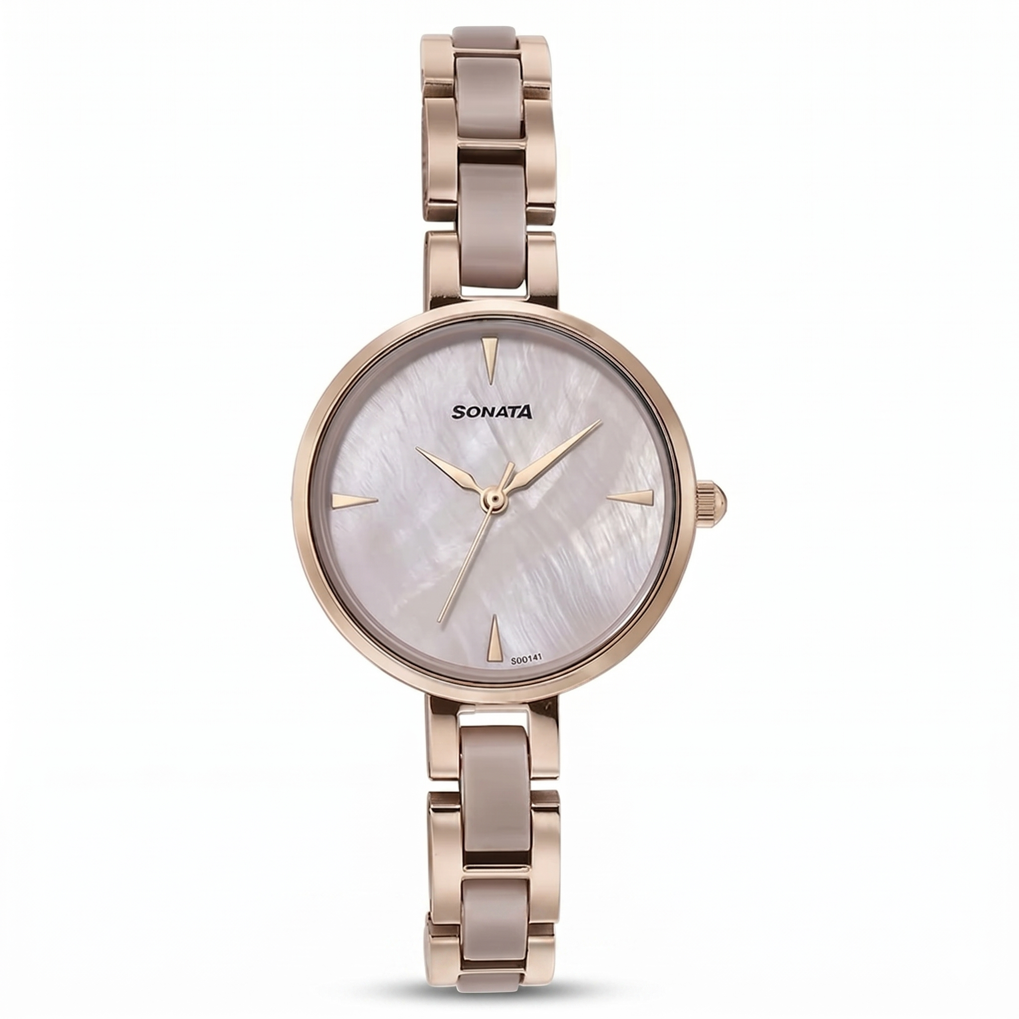 Sonata 87064KD02 | Sonata Quartz Analog Mother of Pearl Dial Two Toned Stainless Steel Strap Watch For Women