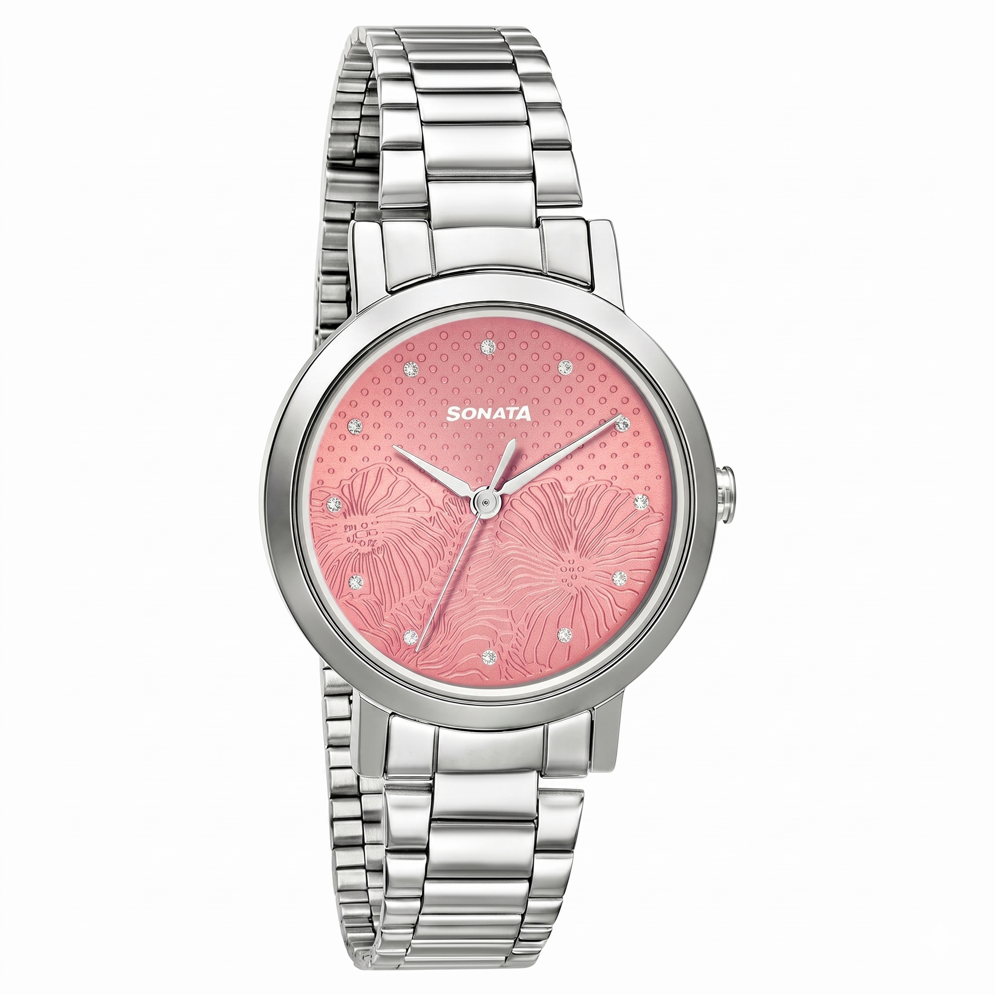Sonata NS8174SM01 | Sonata Linnea Pink Dial Women Watch With Stainless Steel Strap