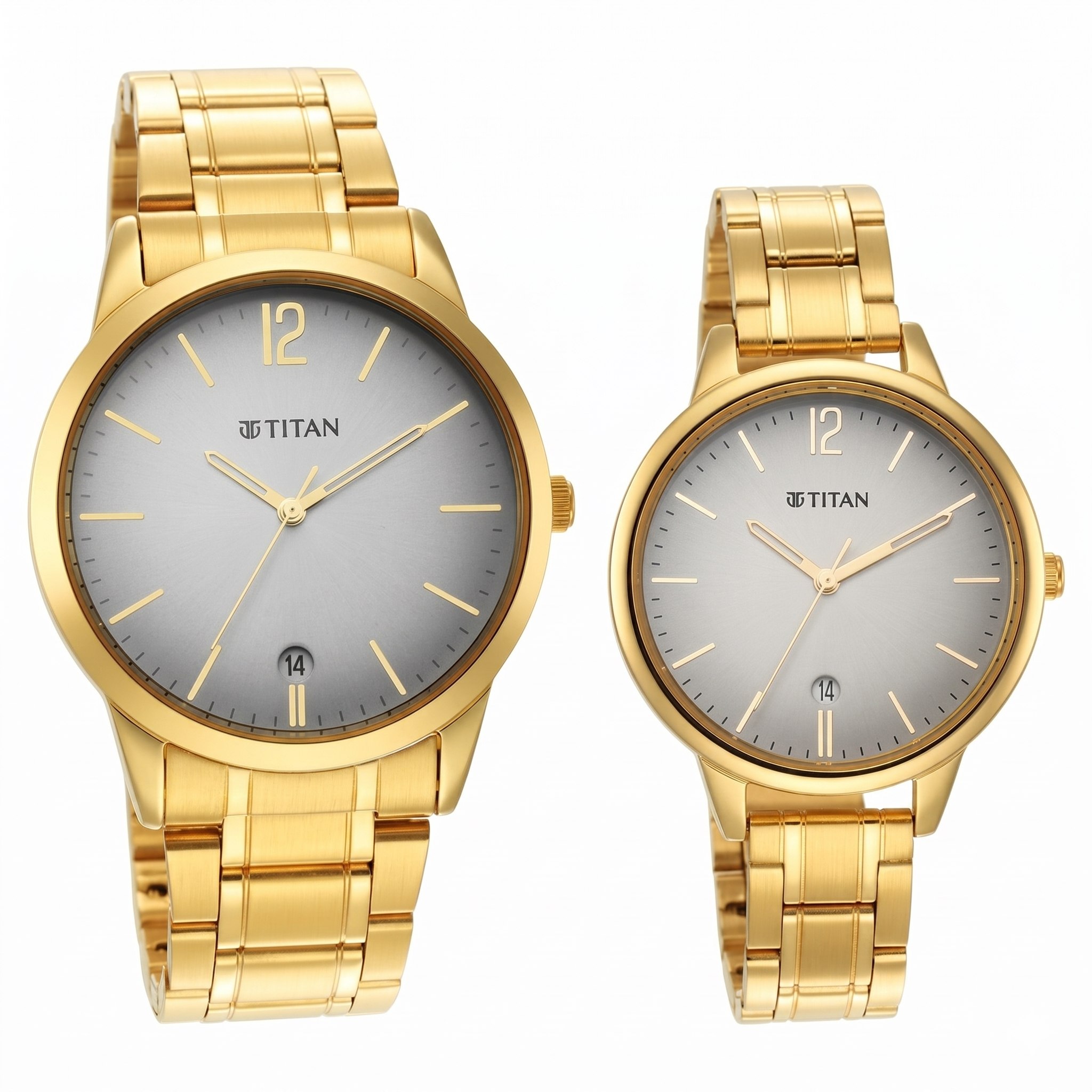Titan Pair 18062617YM01P | Titan Bandhan Grey Dial Analog Stainless Steel Strap Watch for Couple
