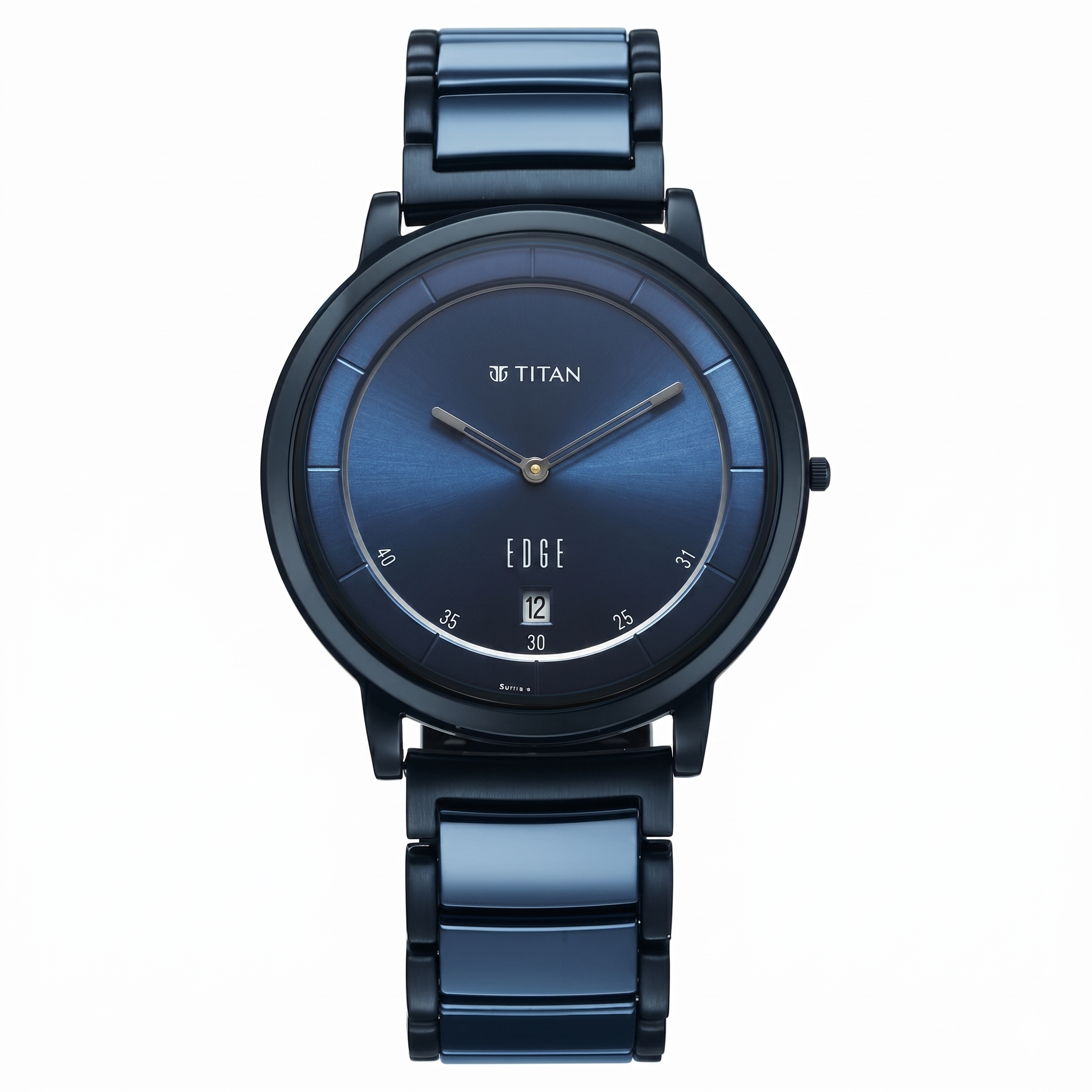 Titan 1878KD04 | Titan Edge Melange Slim Steel & Ceramic StrapÂ Blue Dial Analog Watch For Men