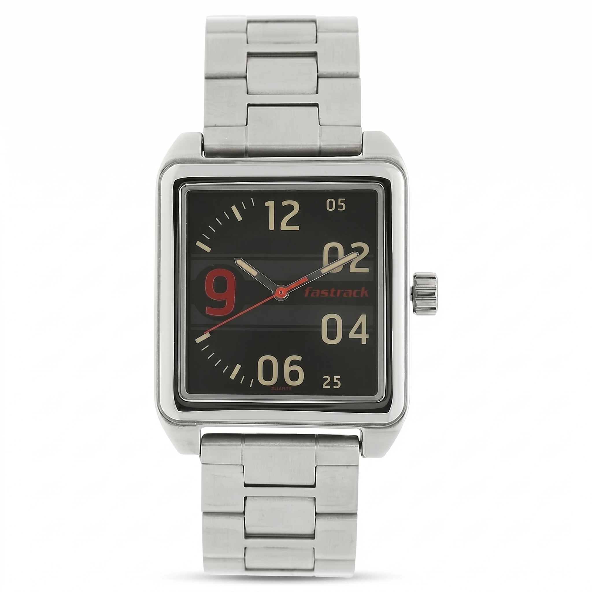 Fastrack 3164SM01 | Fastrack Bare Basics Quartz Analog Black Dial Stainless Steel Strap Watch for Guys