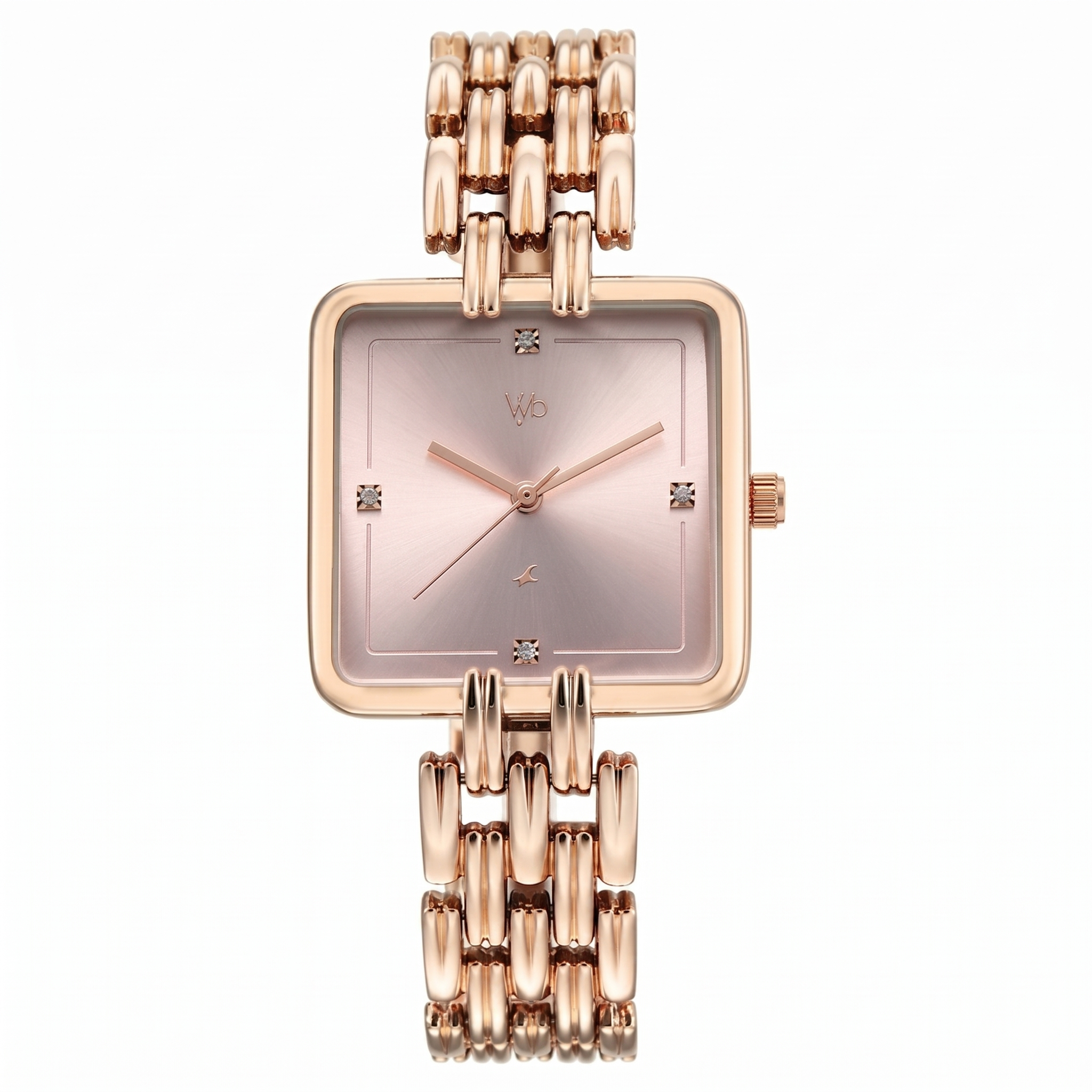 Fastrack FV60122WM01 | Vyb Minimalist By Fastrack Quartz Analog Pink Dial Rose Gold Metal Strap Watch For Girls