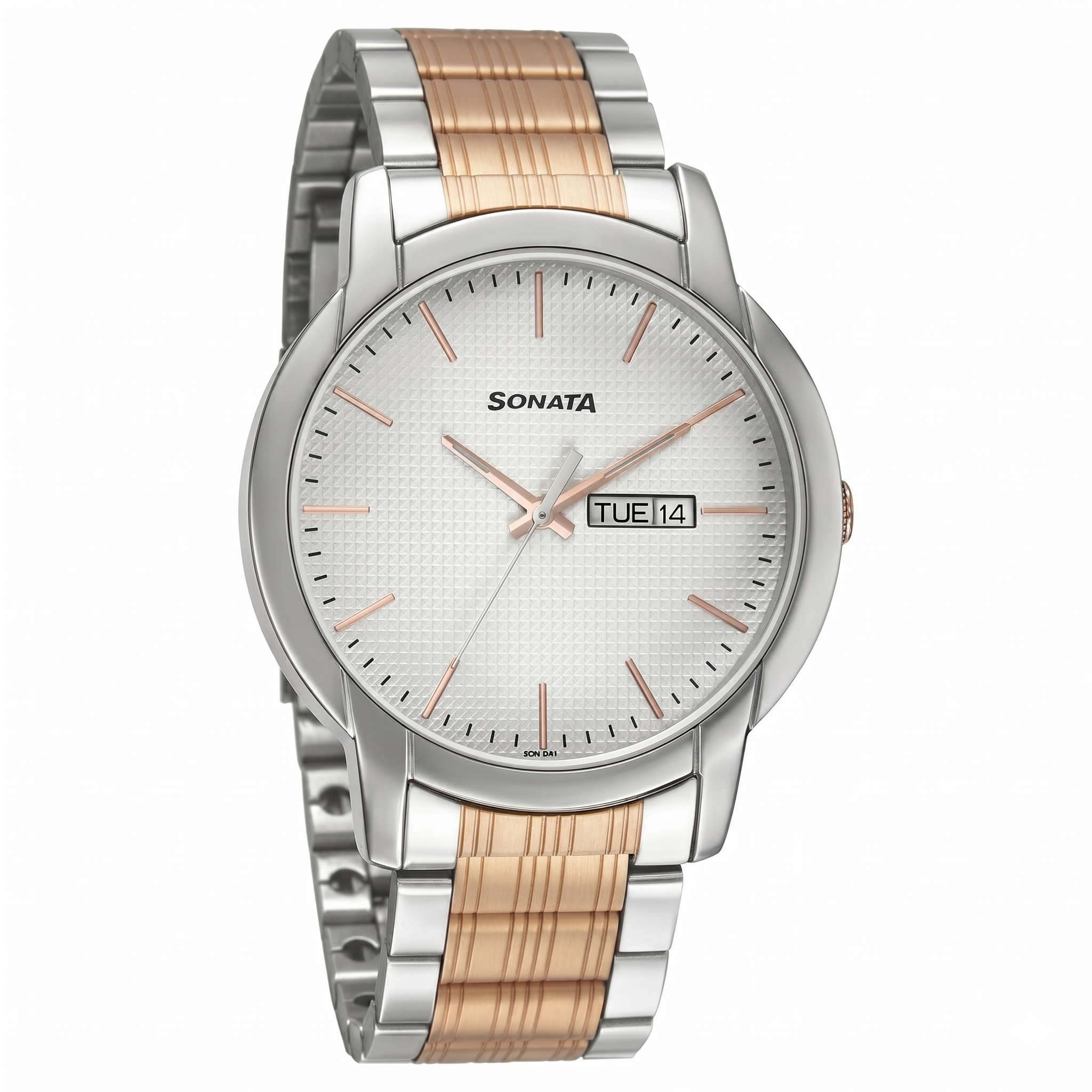 Sonata NP77031KM02 | Sonata Quartz Analog with Day and Date White Dial Metal Strap Watch for Men