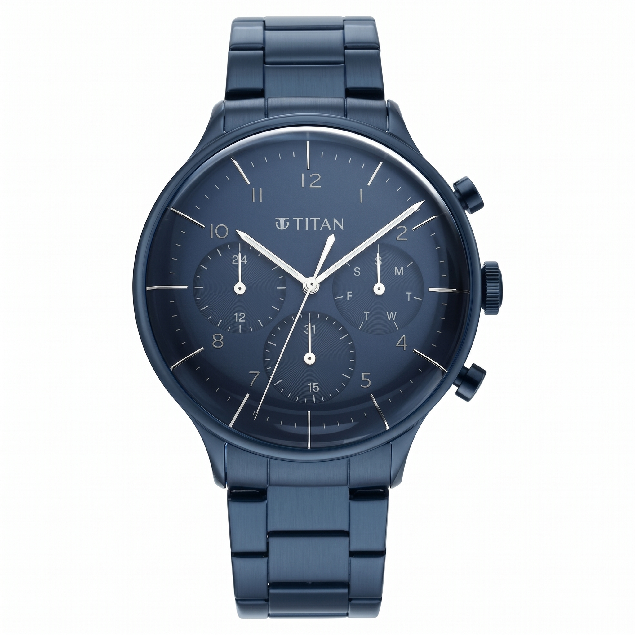 Titan 90102QM01 | Titan Urban Magic Blue Dial Multial Stainless Steel Strap watch for Men