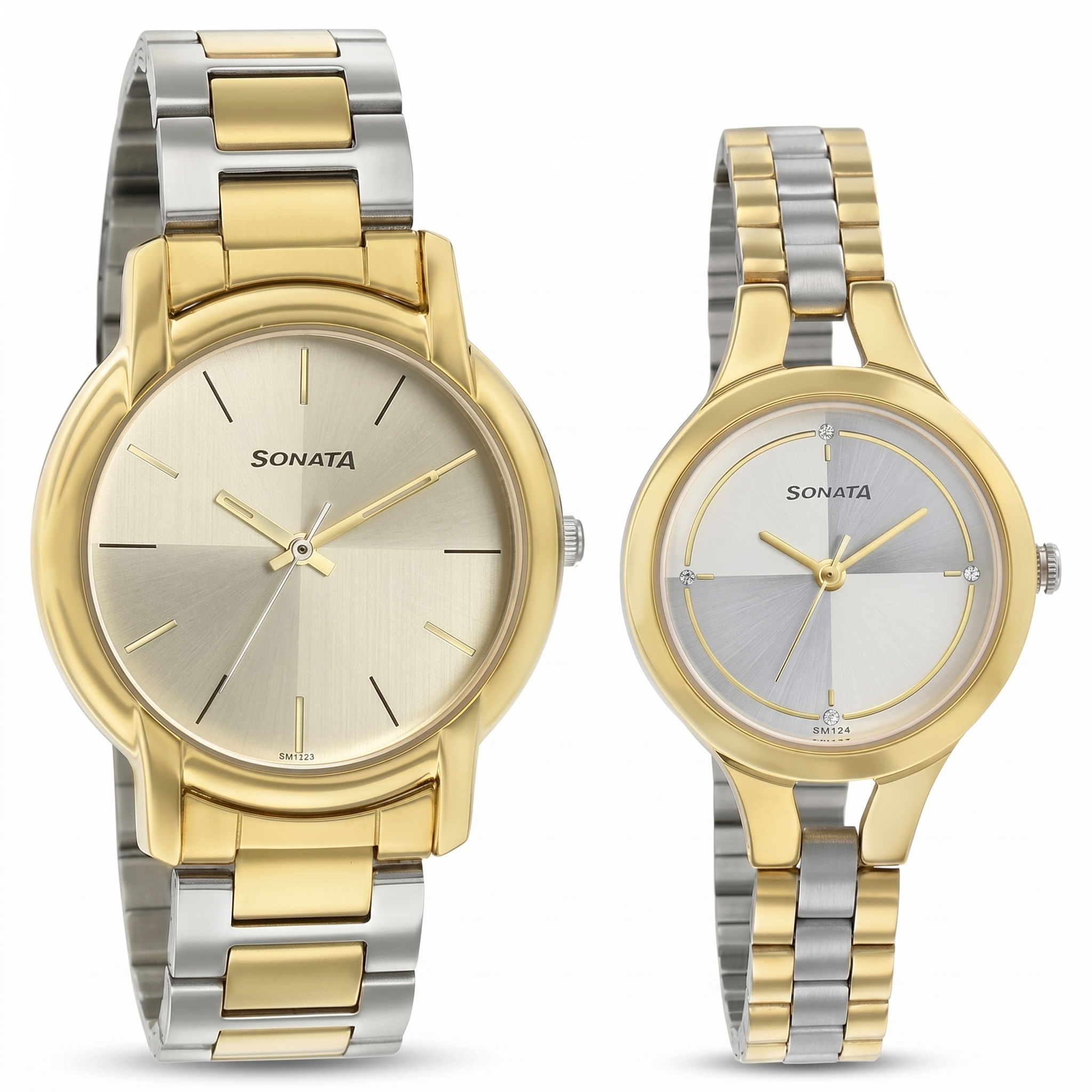 Sonata 79548151BM01 | Sonata Quartz Analog Silver Dial Stainless Steel Strap Watch for Couple