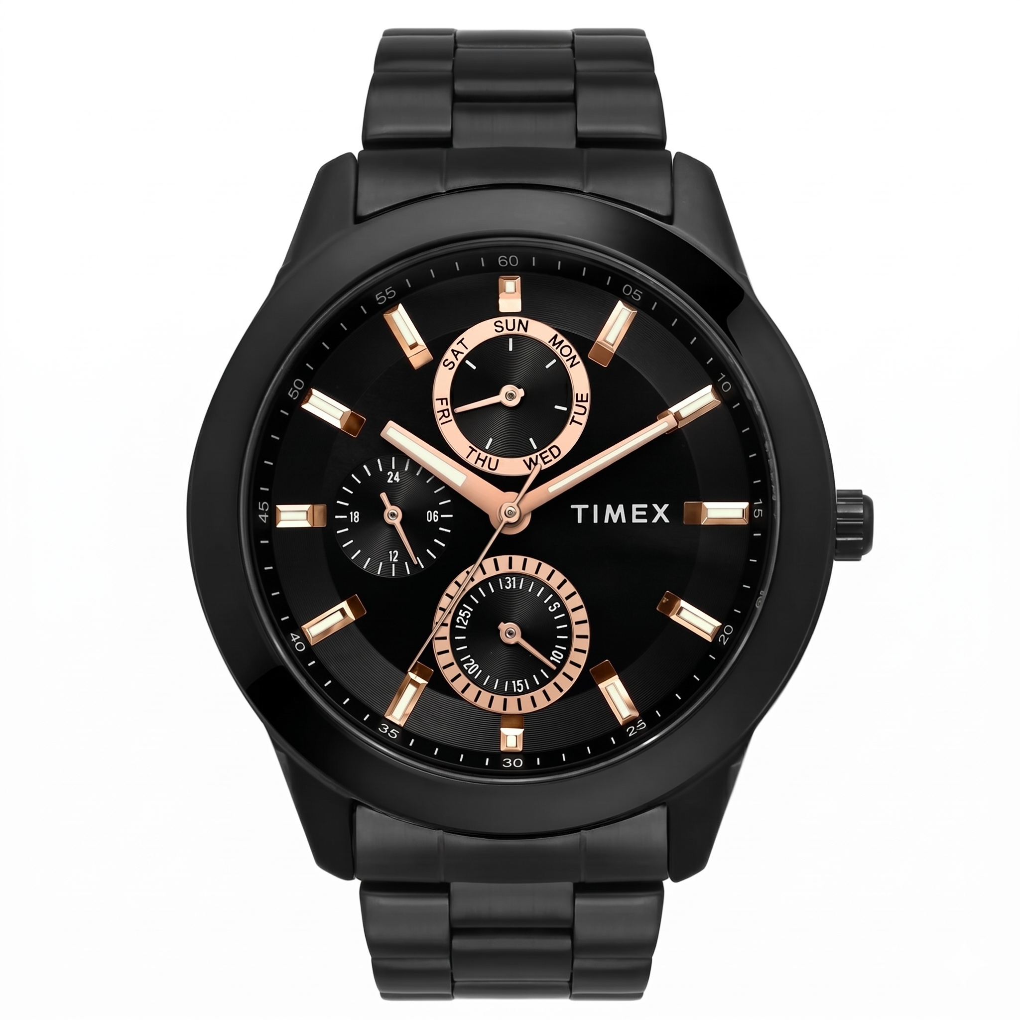 Timex TWEG18508 | Timex Fashion Men's Black Dial Round Case Multifunction Function Watch