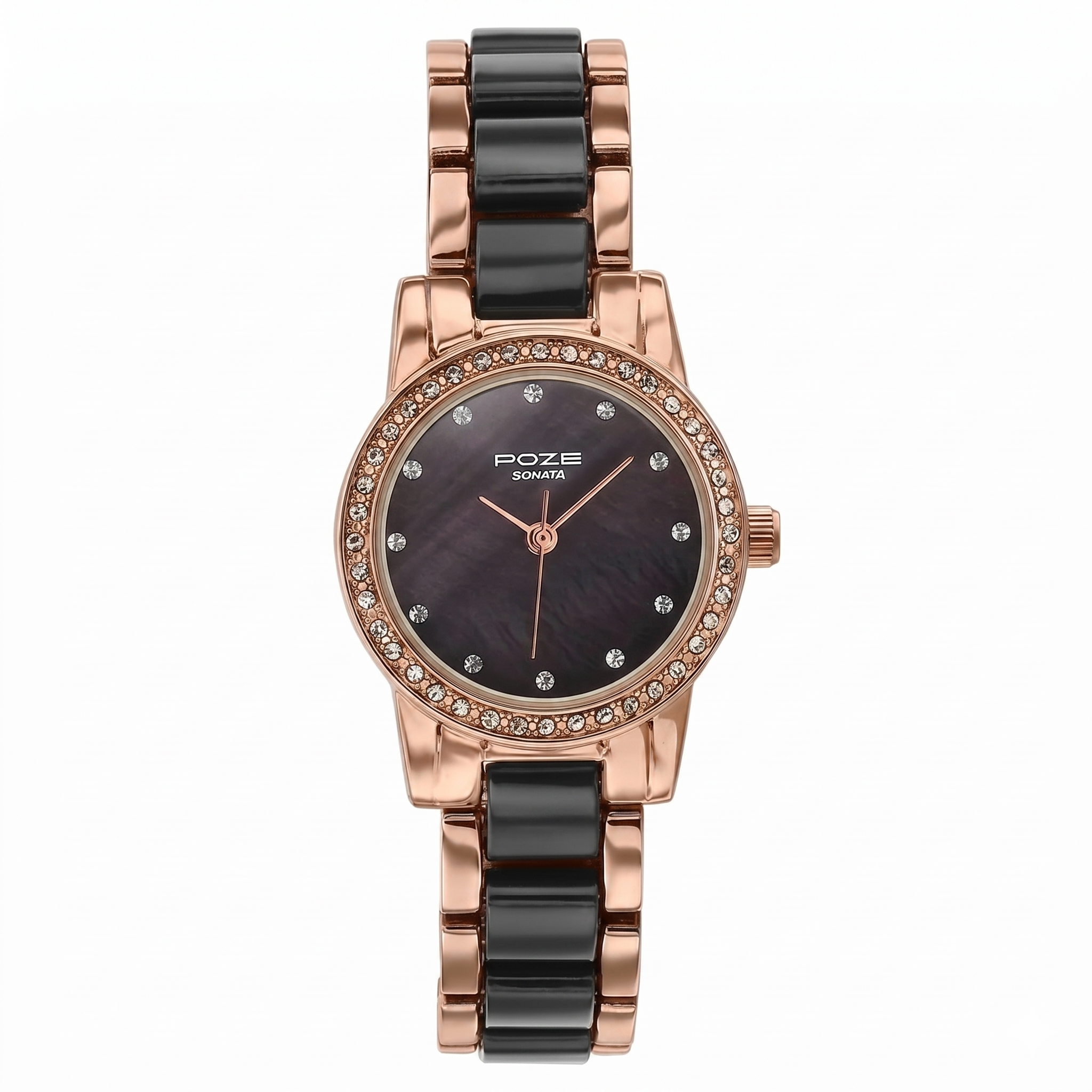 Sonata SP80136KD01 | Sonata Poze Quartz Analog White Dial Two Toned Metal & Plastic Strap Watch For Women