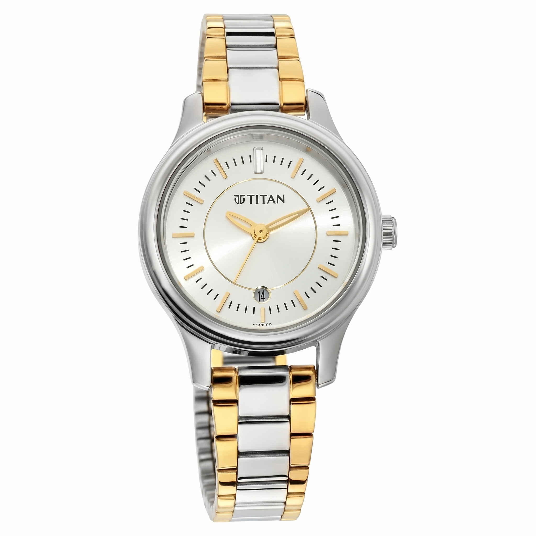 Titan 2638BM01 | Titan Quartz Analog with Date Silver Dial Metal Strap Watch for Women