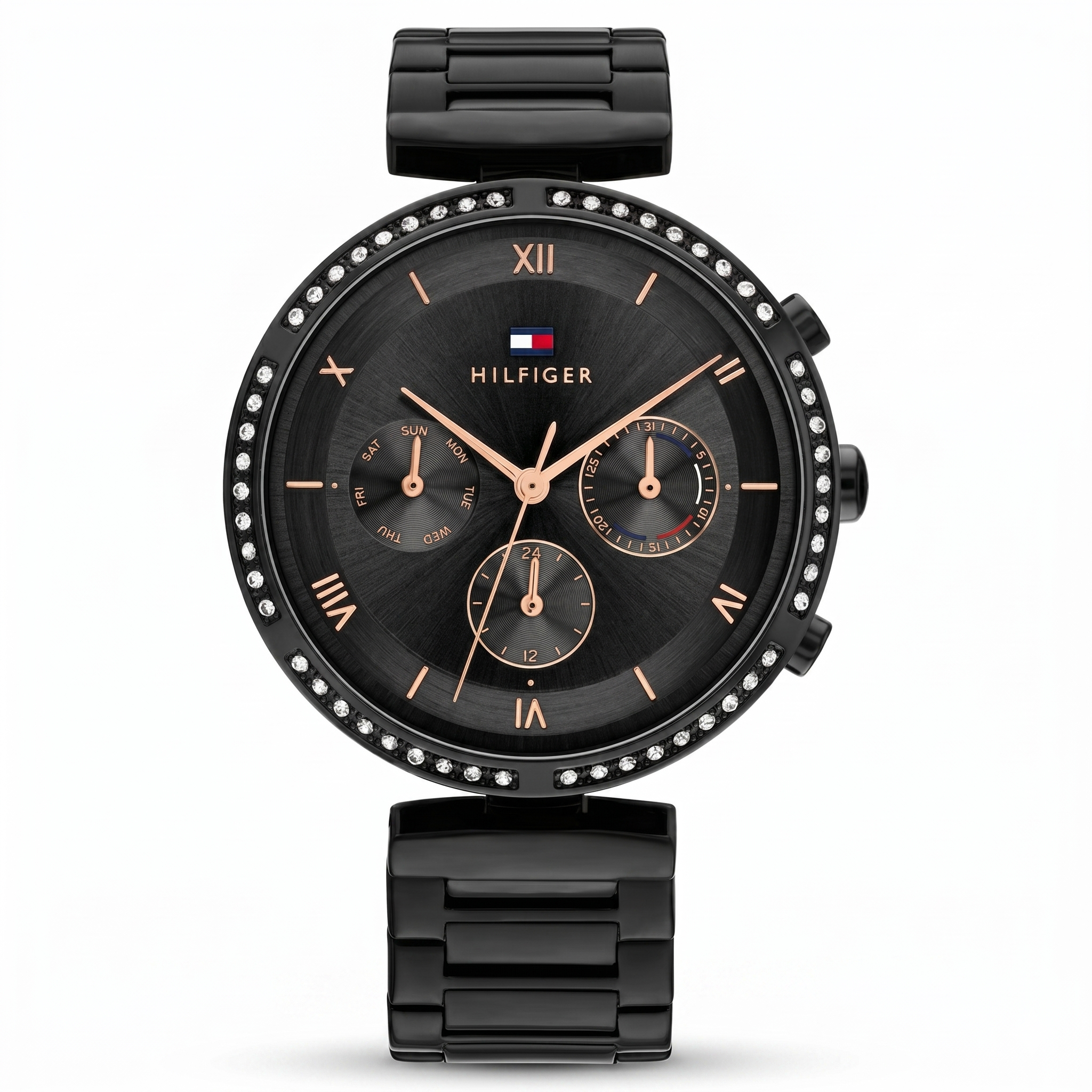 Tommy Hilfiger NCTH1782390 | Tommy Hilfiger Quartz Multifunction Black Dial Stainless Steel Strap Watch for Women