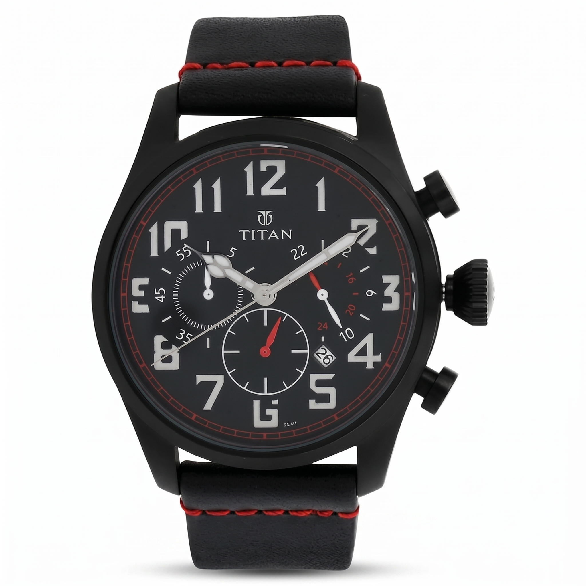 Titan 9477NL01J | Titan Quartz Analog Black Dial Leather Strap Watch for Men