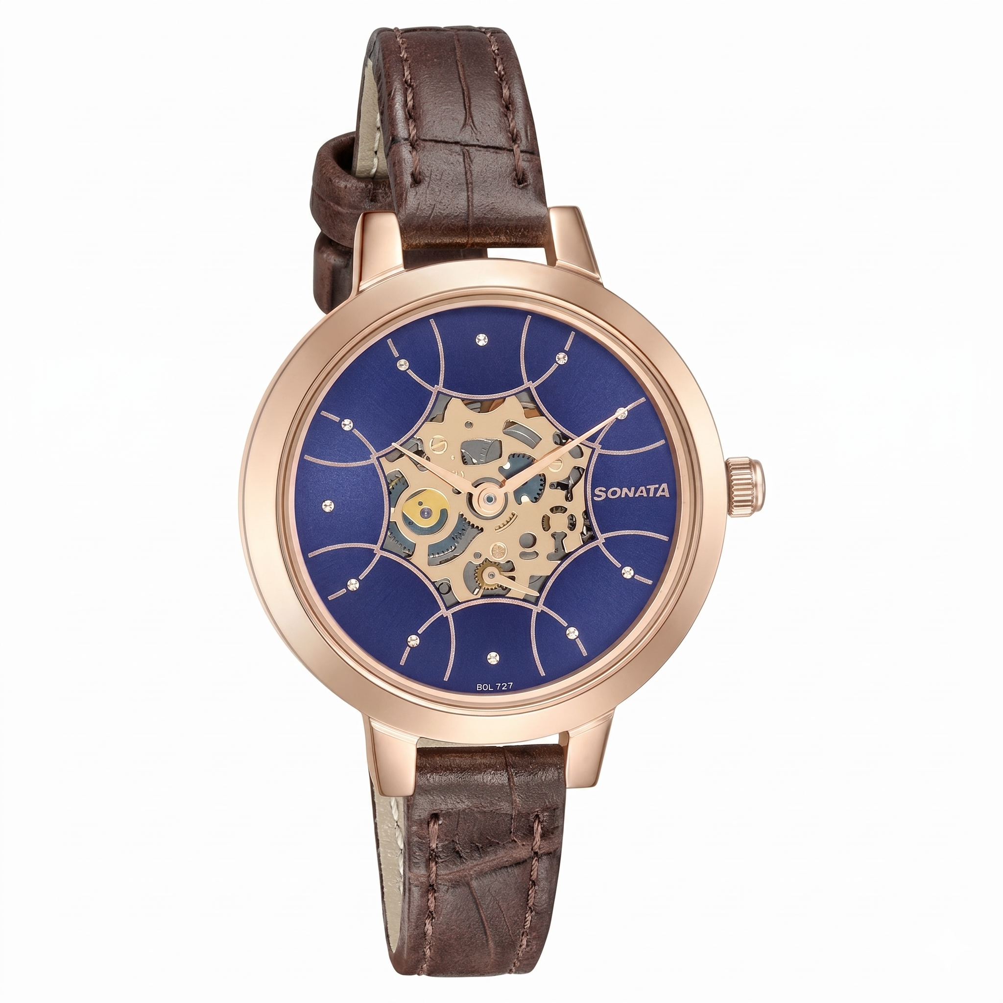 Sonata 8141WL08 | Sonata Unveil Quartz Multifunction Leather Strap Watch for Women