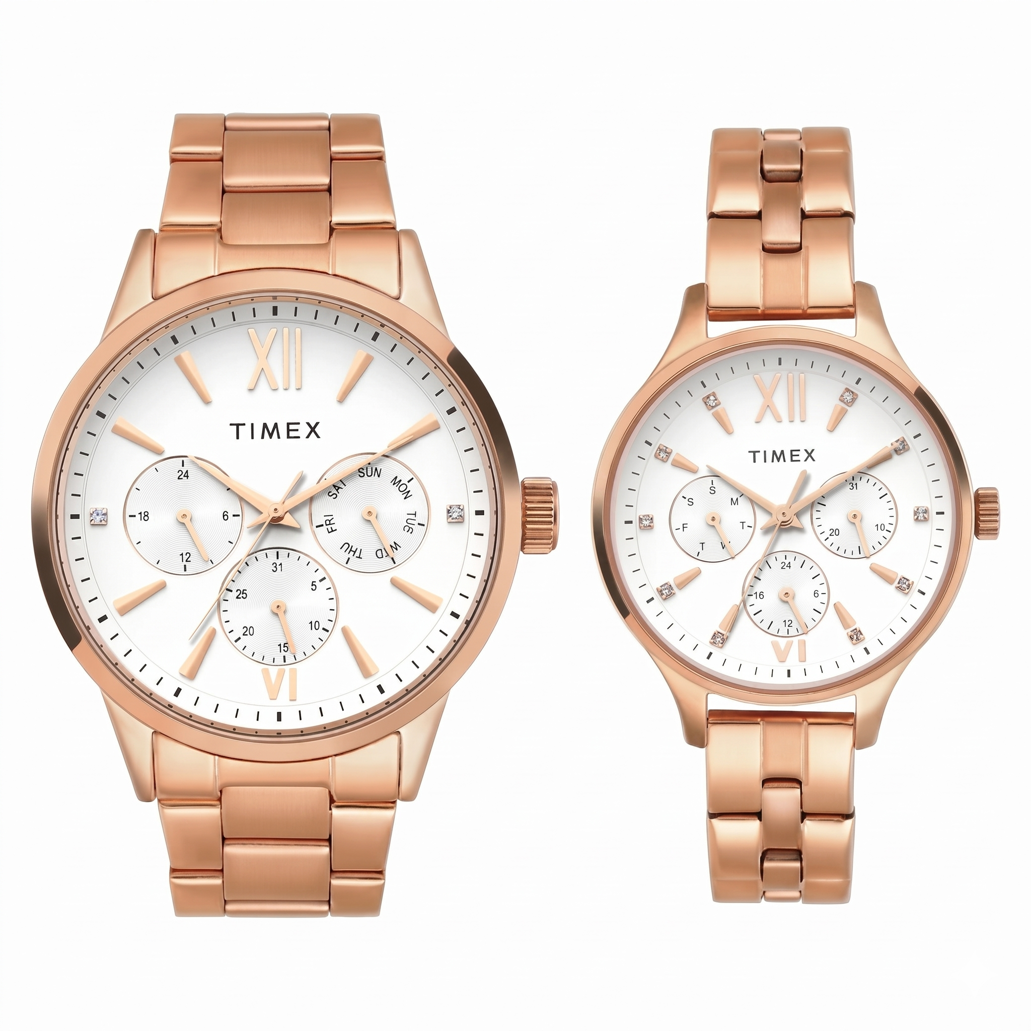 Timex TW00PR304 | Timex Pairs Silver Round Multifunction Dial Watch