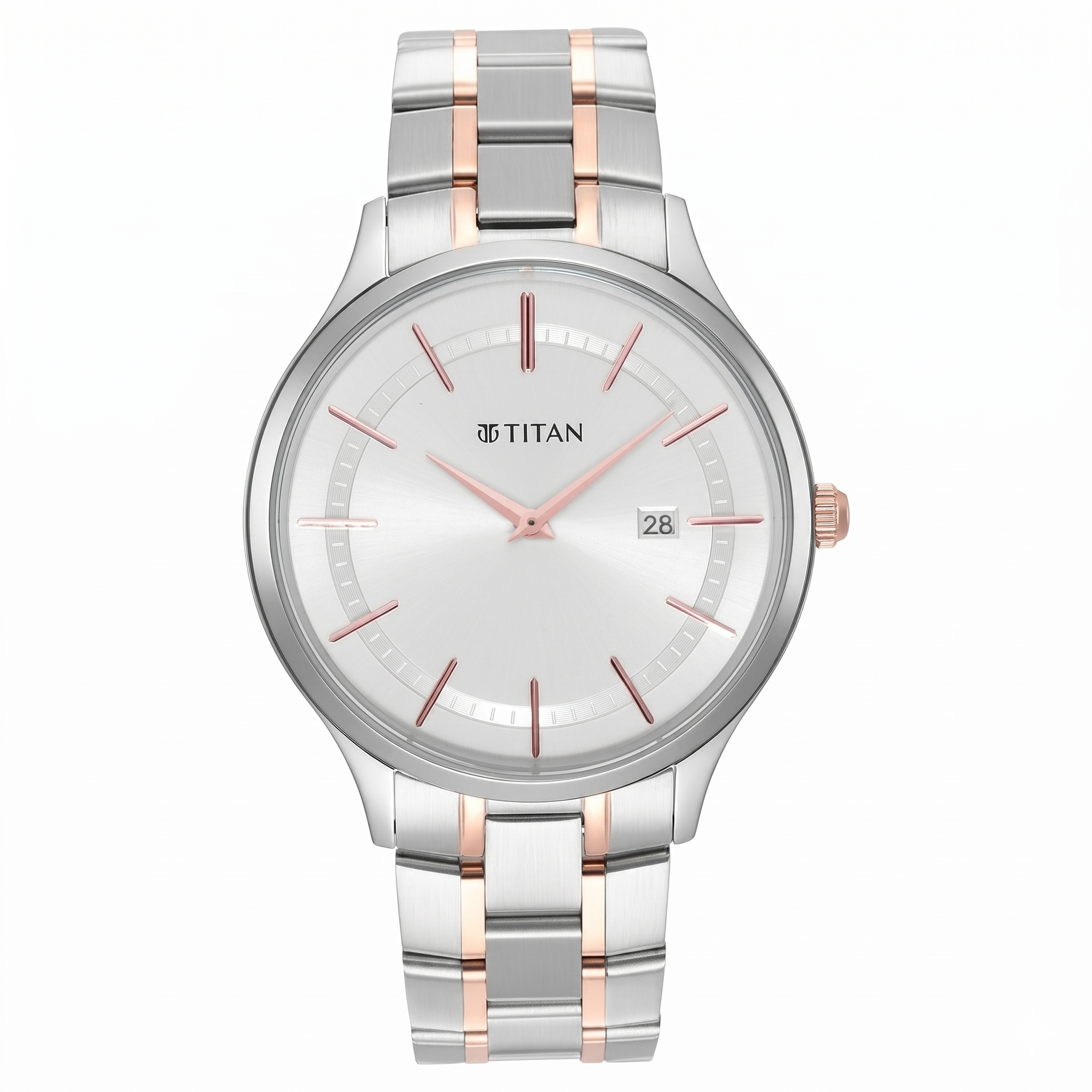 Titan 90142KM01 | Titan Classique Slimline Silver Dial Analog with Date Stainless Steel Strap watch for Men