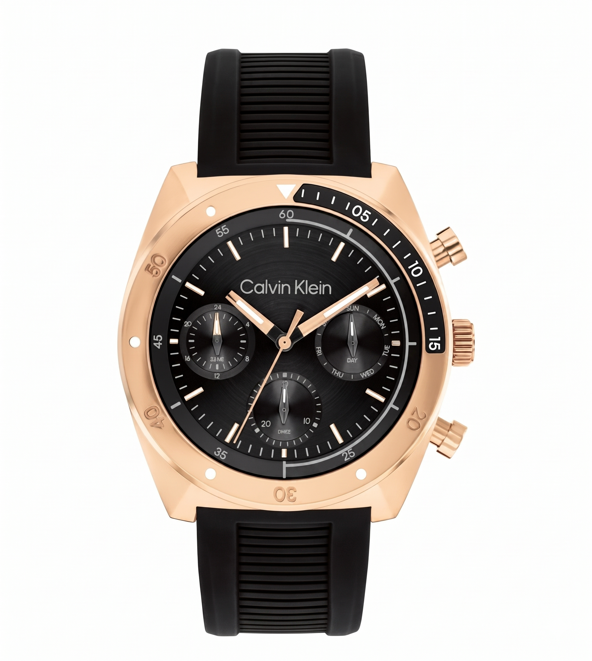 Calvin Klein 25200480 | Ck Flex Men Quartz Black Dial Multi-Function Silicone Watch