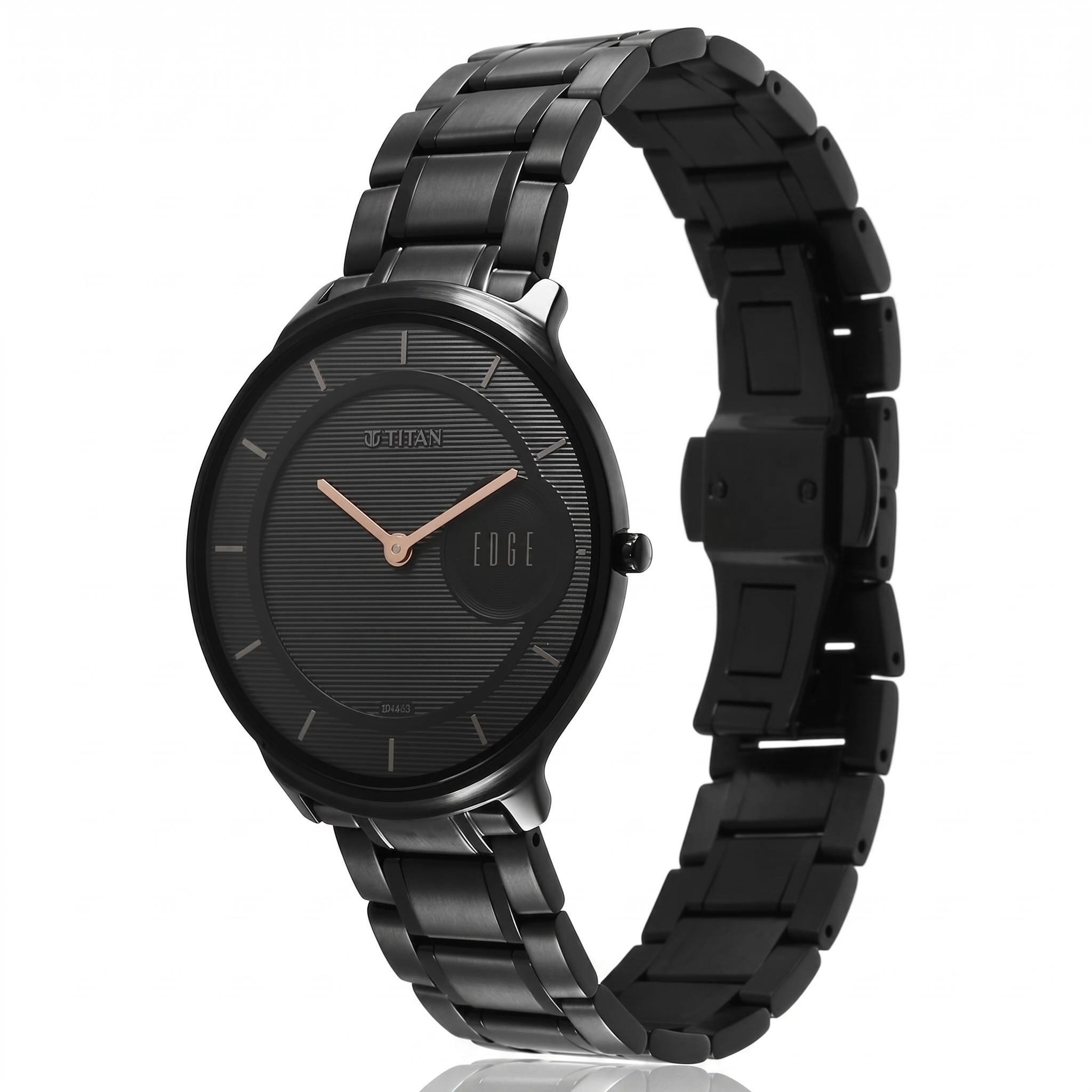 Titan 1843NM03 | Titan Edge Metal Black Dial Analog Stainless Steel Strap watch for Men