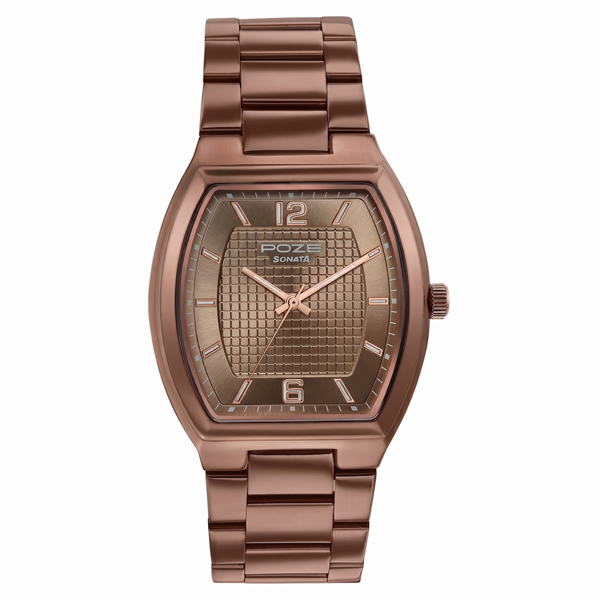 Sonata SP70106QM01 | Poze By Sonata Quartz Analog Brown Dial Brown Metal Strap Watch For Men