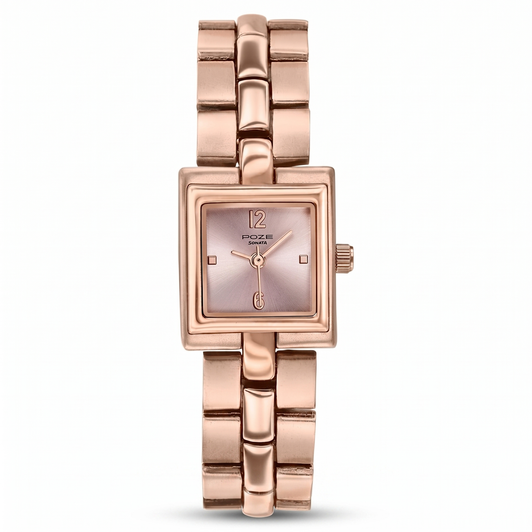Sonata SP80171WM01 | Poze By Sonata Quartz Analog Pink Dial Rose Gold Metal Strap Watch For Women